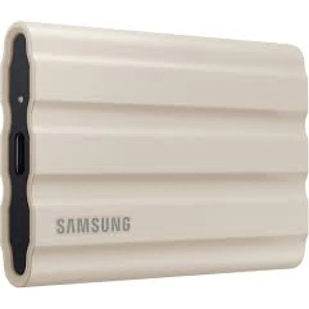 Samsung MU-PE2T0K T7 Shield Portable SSD 2 TB; Transfer speed up to 1050 MB/s; USB 3.2 (Gen2, 10Gbps) backwards compatible, AES 256-bit hardware encryption - Beige