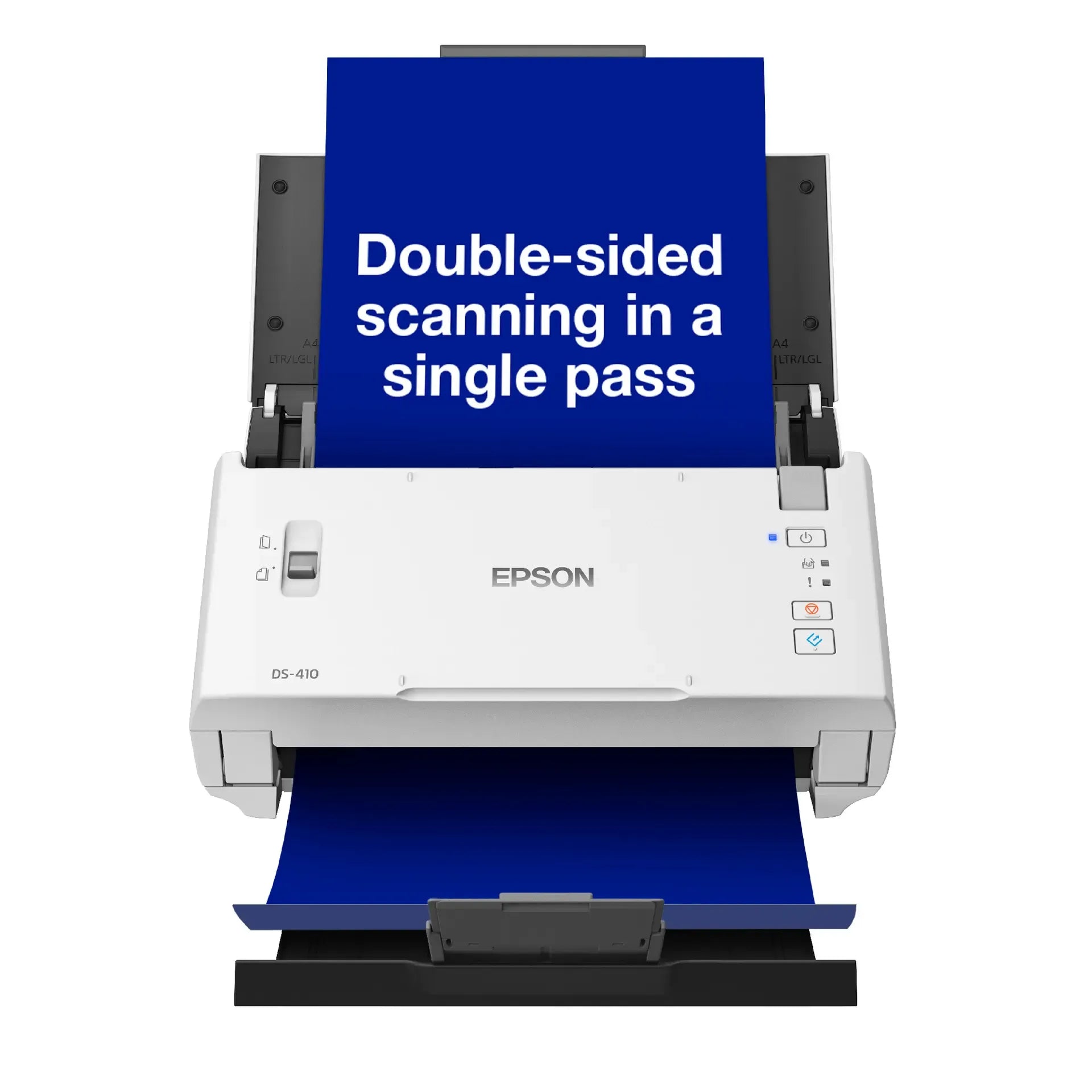 Epson WorkForce DS-410-Sheetfeed;A4 A3 with stitching; Duplex; 600x600DPI; 35ppm; Single Pass Dual; Ddaily Duty Cycle 4000. USB