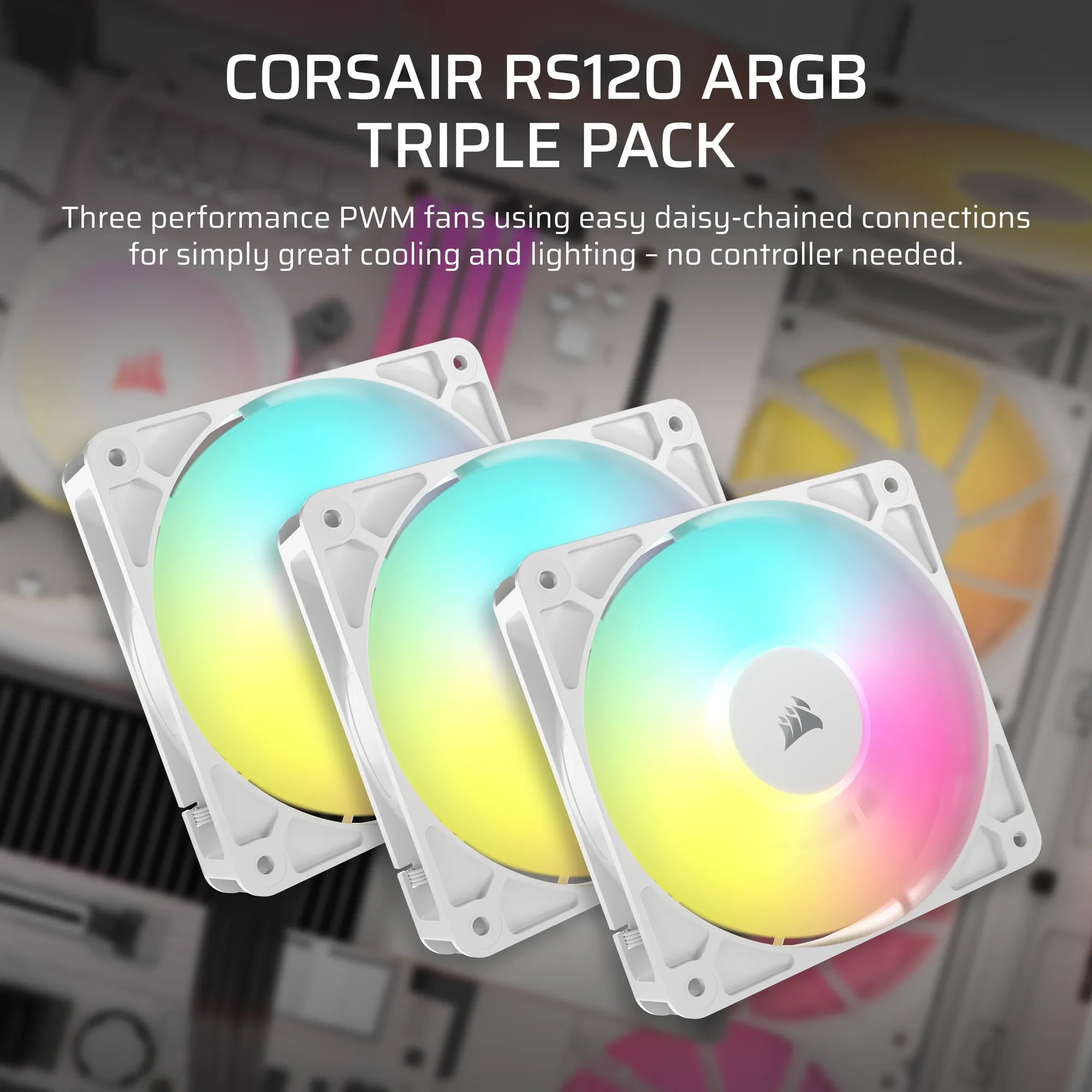 Corsair RS120 ARGB 120mm PWM Fans Triple Pack – White - image 7