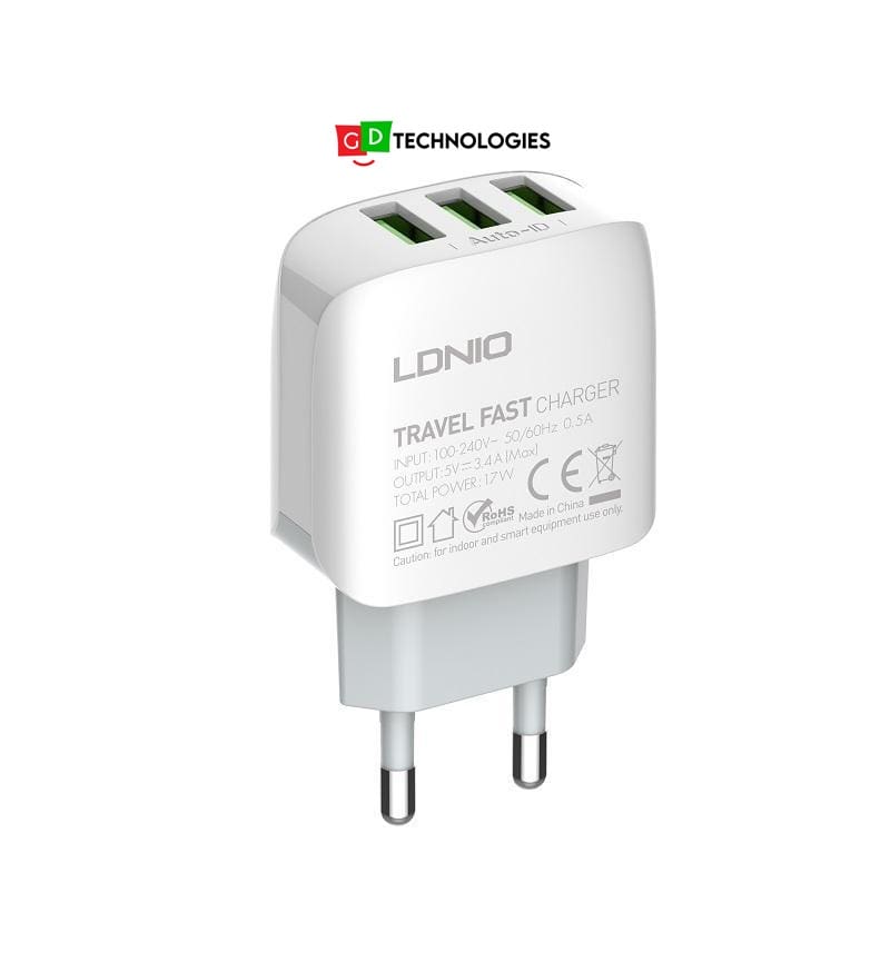 LDNIO 17W 3 PORT FAST WALL CHARGER