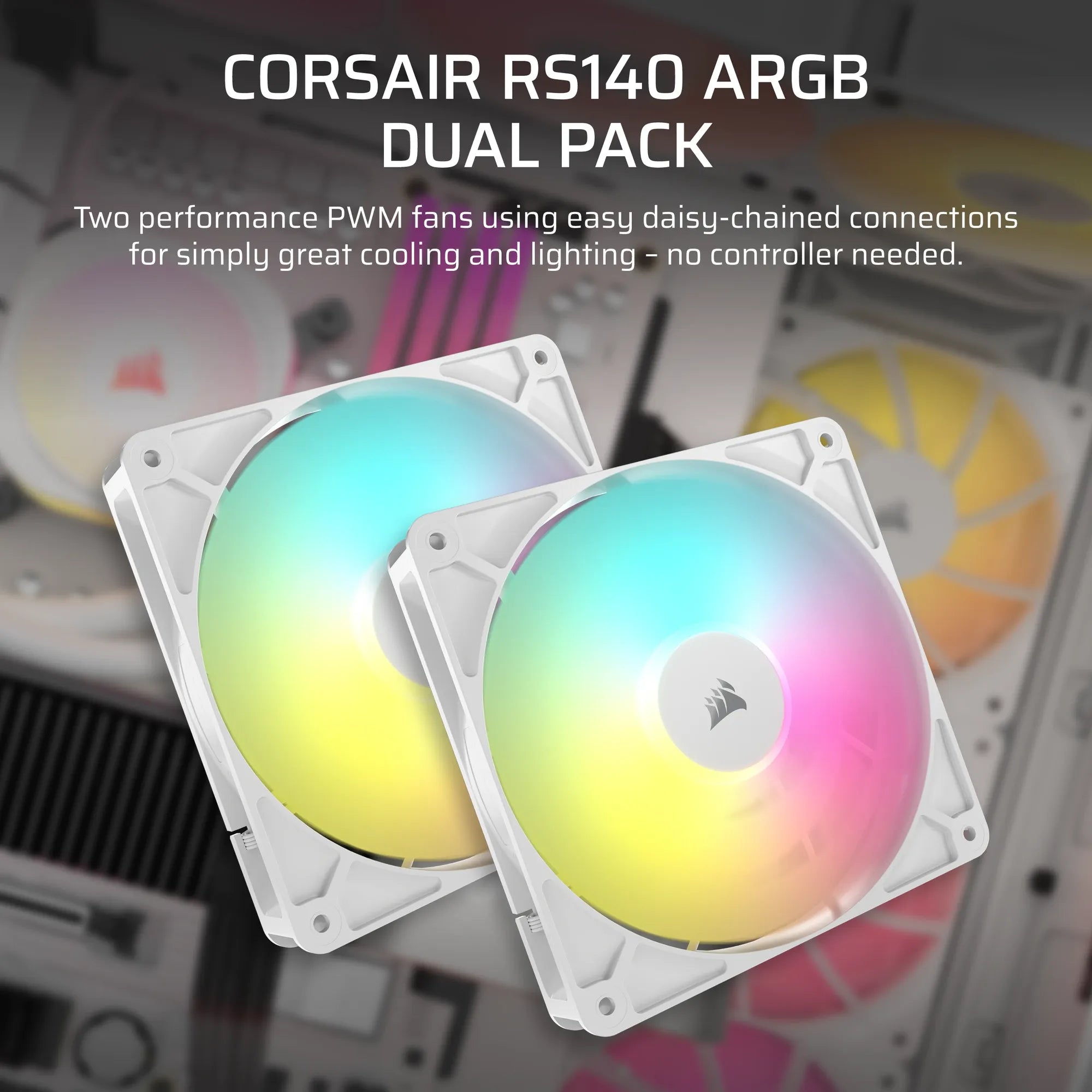 Corsair RS140 ARGB 140mm PWM Fans Dual Pack – White - image 7