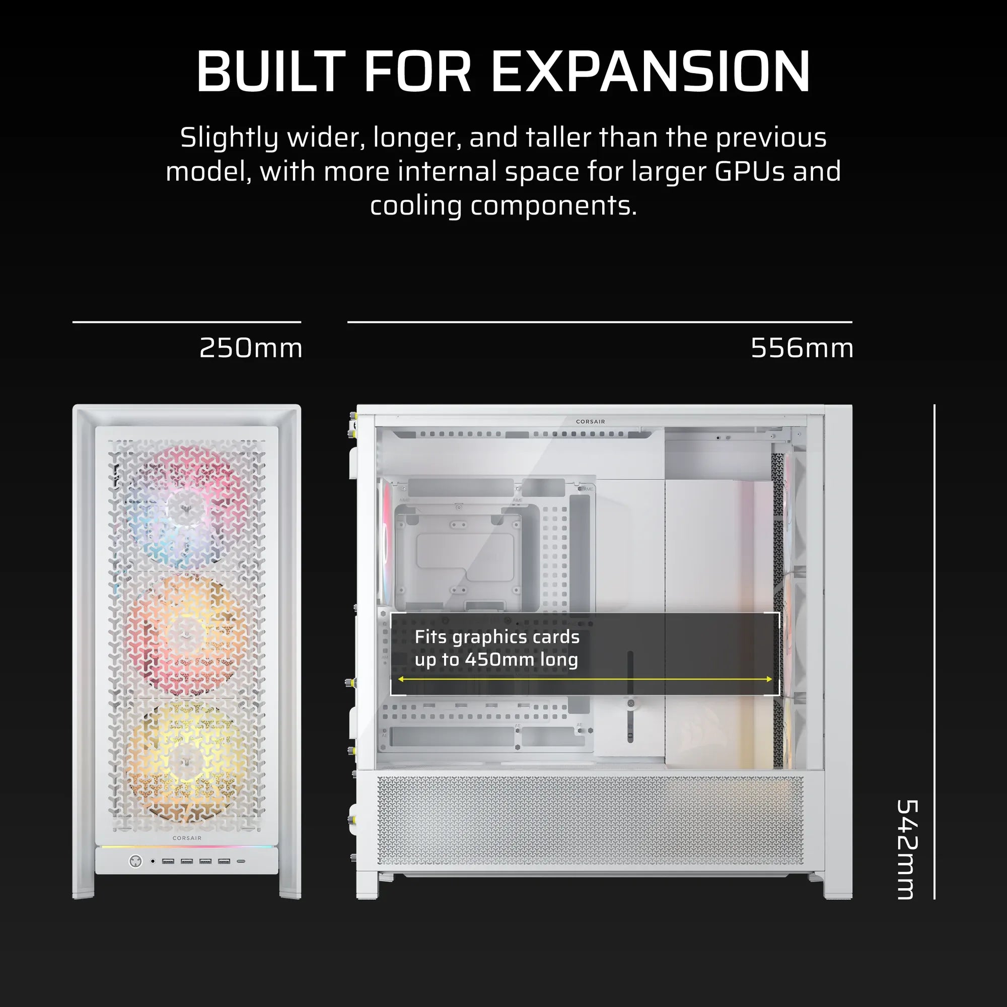 FRAME 5000D ARGB RS Mid-Tower PC Case; 4x 4x RS140 ARGB Fans; 2x 2.5'' ; 1x 3.5'' ; White. - image 7