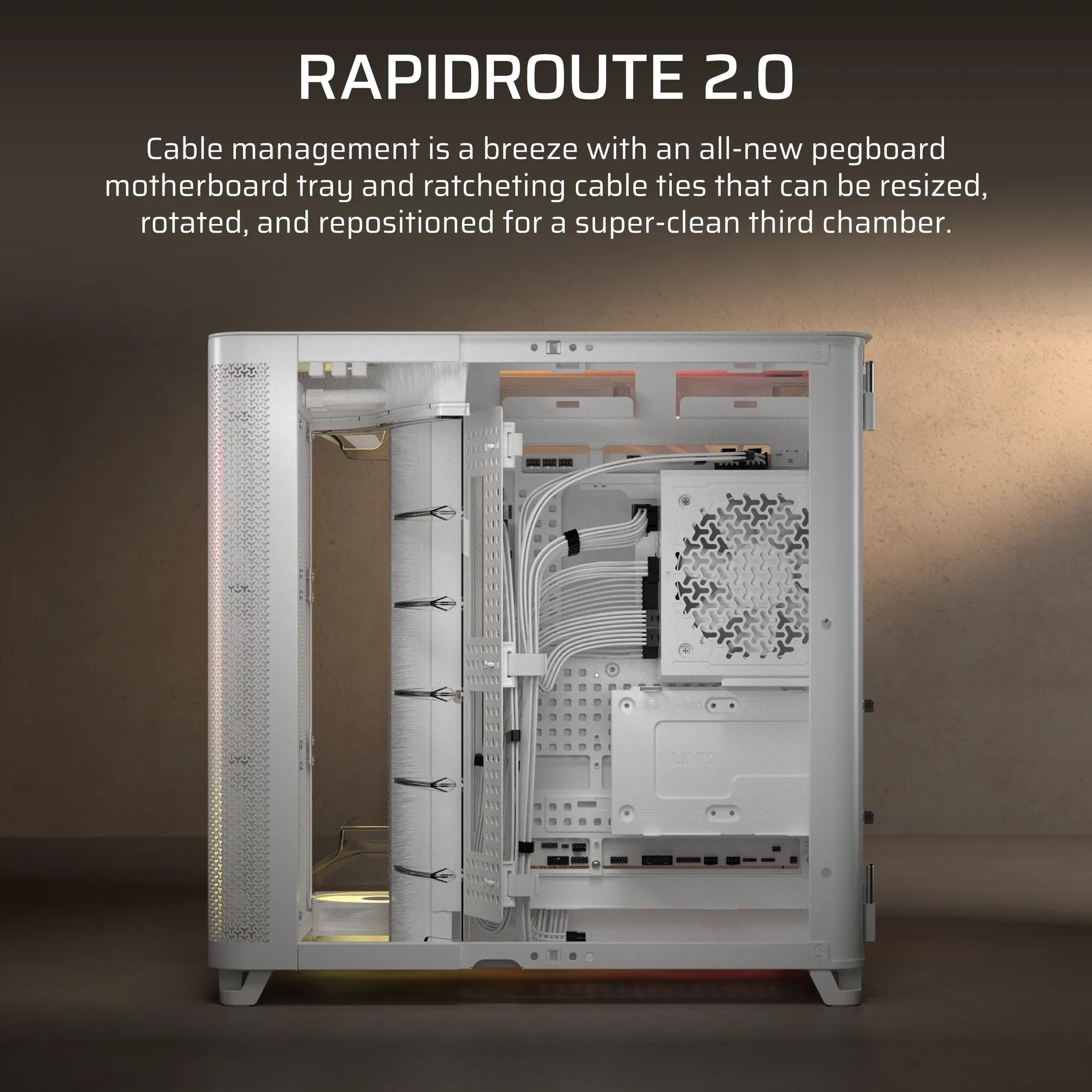 AIR 5400 RS-R ARGB Triple Chamber Mid-Tower PC Case ; 3x Fans Included; 2x 2.5'' ; 1x 3.5''  White - image 8