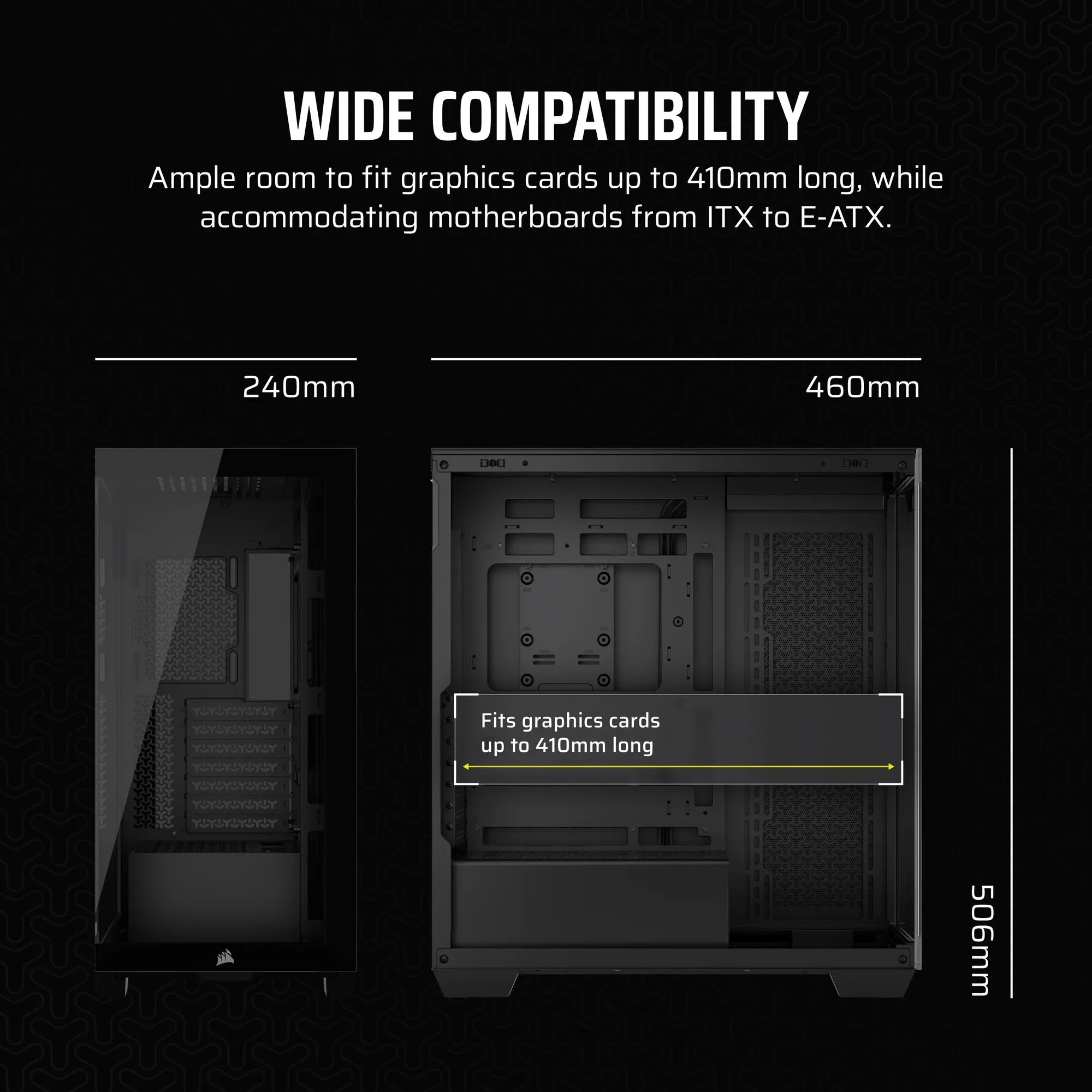 3500X Tempered Glass Black Mid-Tower PC Case; 2x 3.5'' |  2x 2.5'' Drive Bays; Up to 360mm Radiator compatible - image 7