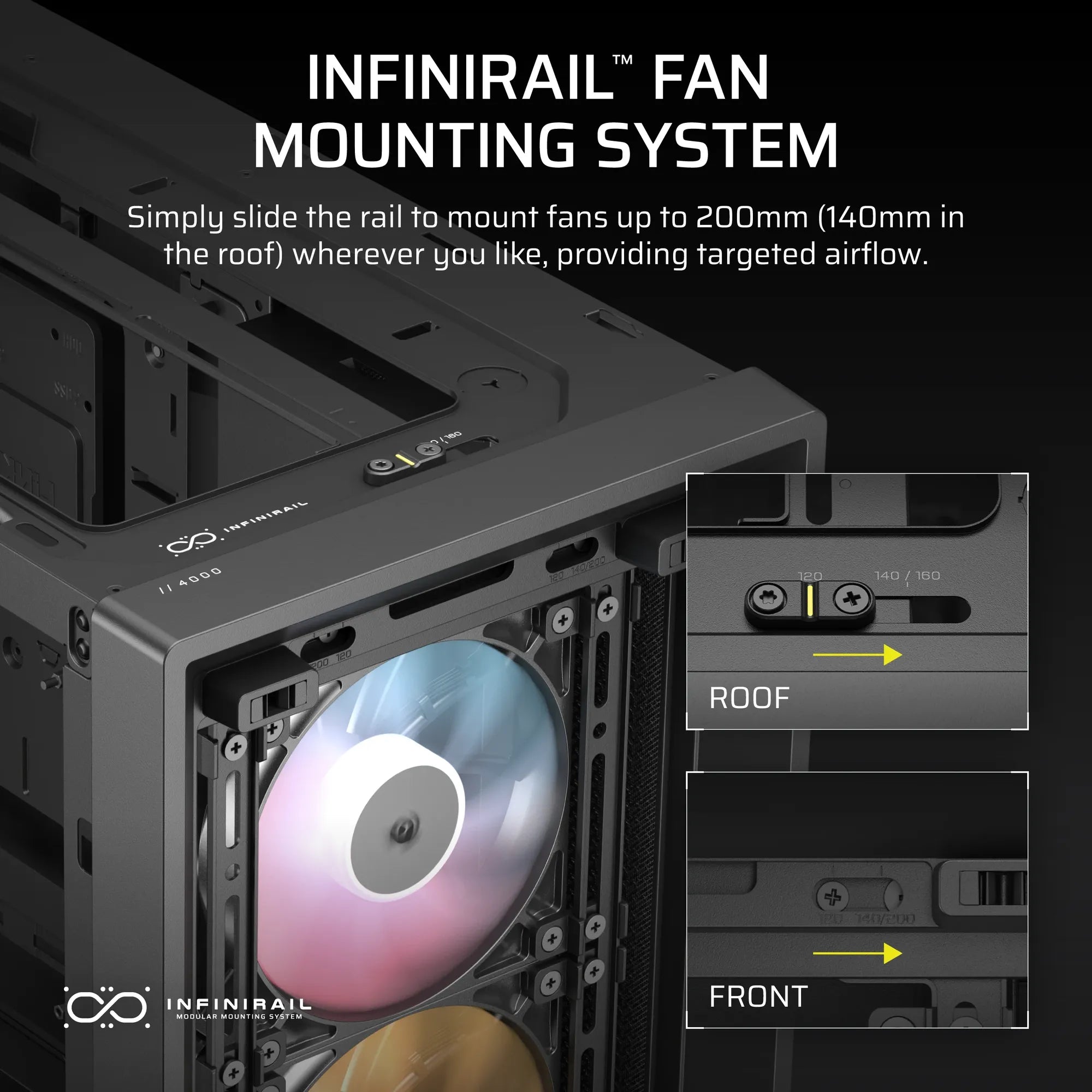 FRAME 4000D RS ARGB Black Mid-Tower PC Case; 2x 3.5'' |  2x 2.5'' Drive Bays; Up to 360mm Radiator; 3x RS ARGB PWM Fans; - image 7