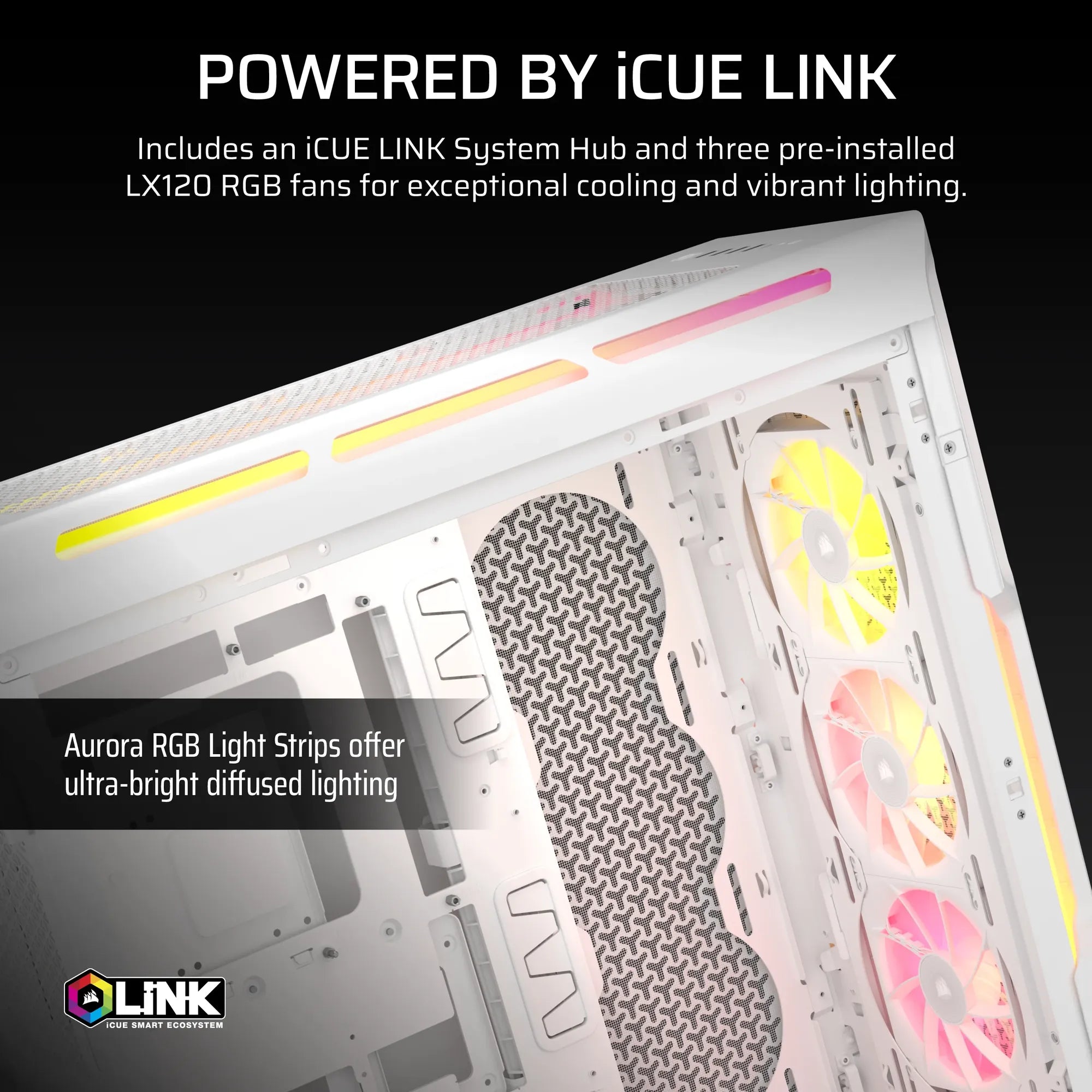 Corsair iCUE LINK 5000T LX RGB Mid-Tower PC Case; White - image 8