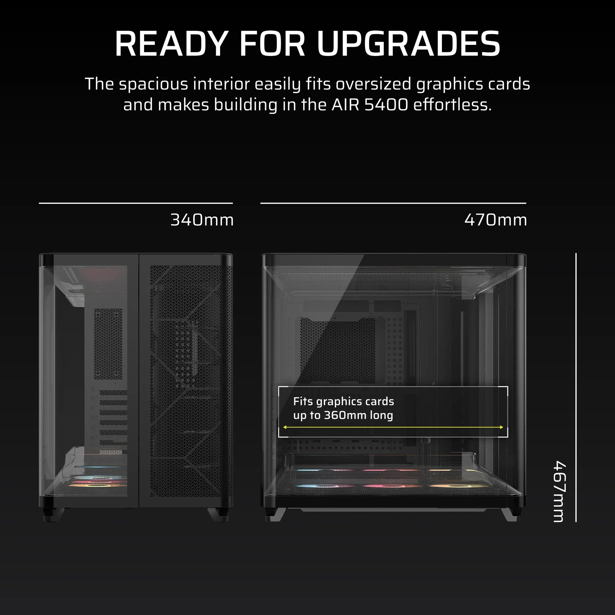 AIR 5400 RS-R ARGB Triple Chamber Mid-Tower PC Case ; 3x Fans Included; 2x 2.5'' ; 1x 3.5'' Black - image 8