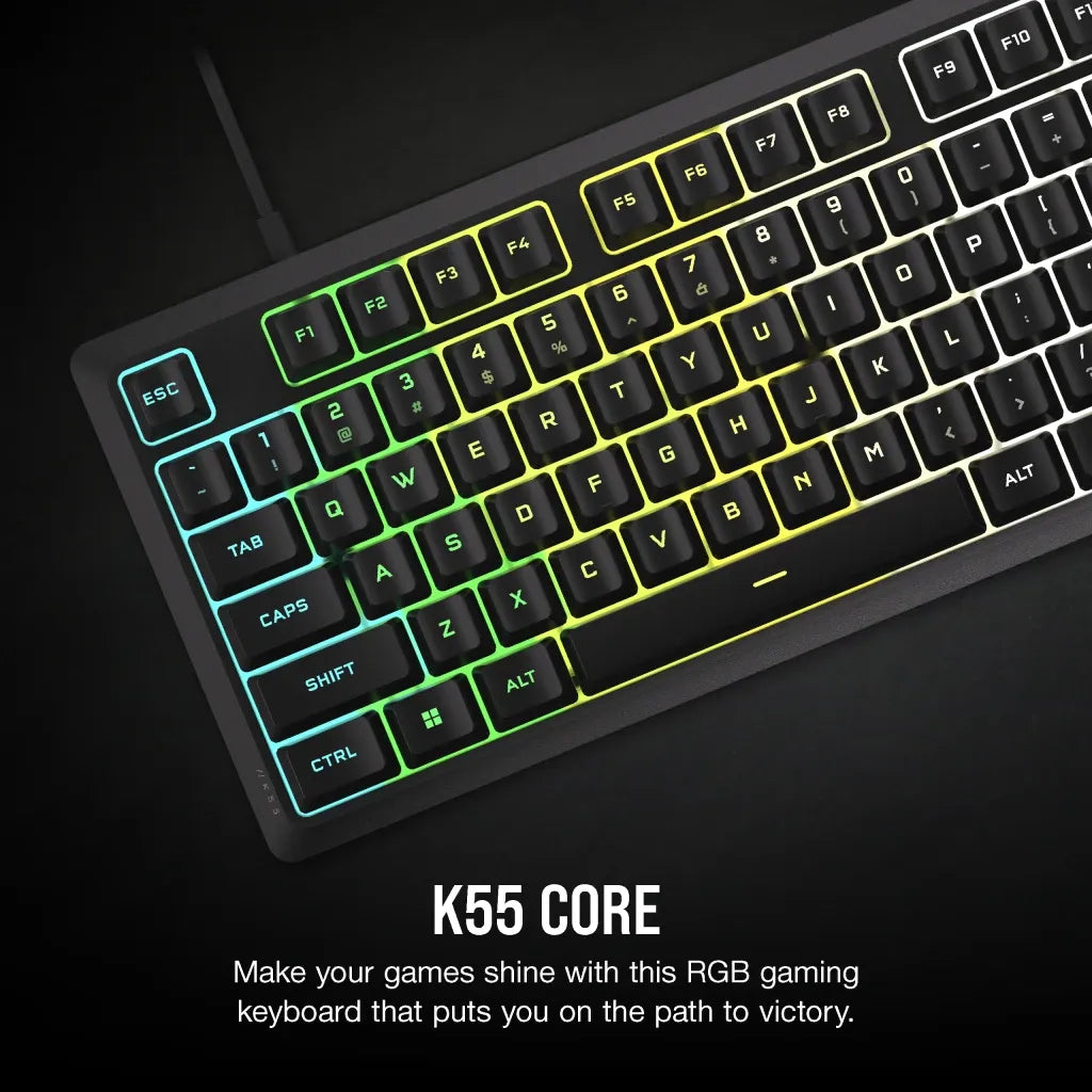 Corsair K55 Core Gaming Keyboard; Backlit Zoned RGB LED; Rubberdome - image 10