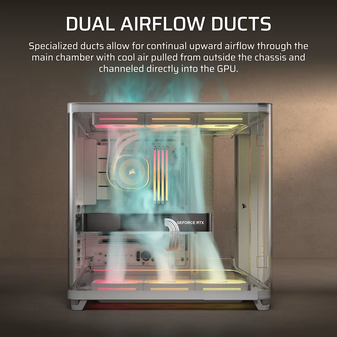 AIR 5400 LX-R RGB iCUE LINK Triple Chamber Mid-Tower PC Case ;3x Fans included;2x 2.5'' ; 1x 3.5''; White - image 12