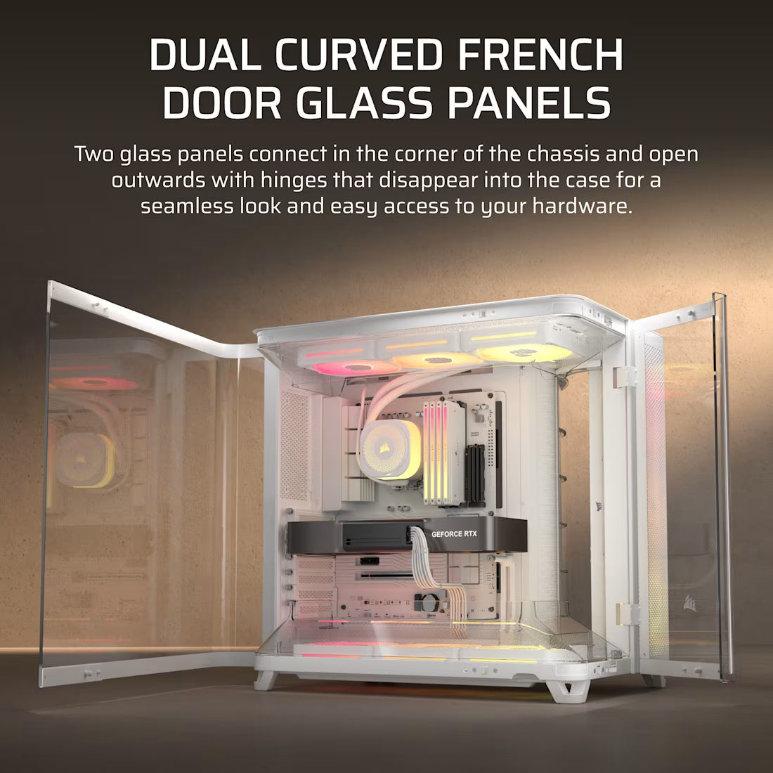 AIR 5400 LX-R RGB iCUE LINK Triple Chamber Mid-Tower PC Case ;3x Fans included;2x 2.5'' ; 1x 3.5''; White - image 15