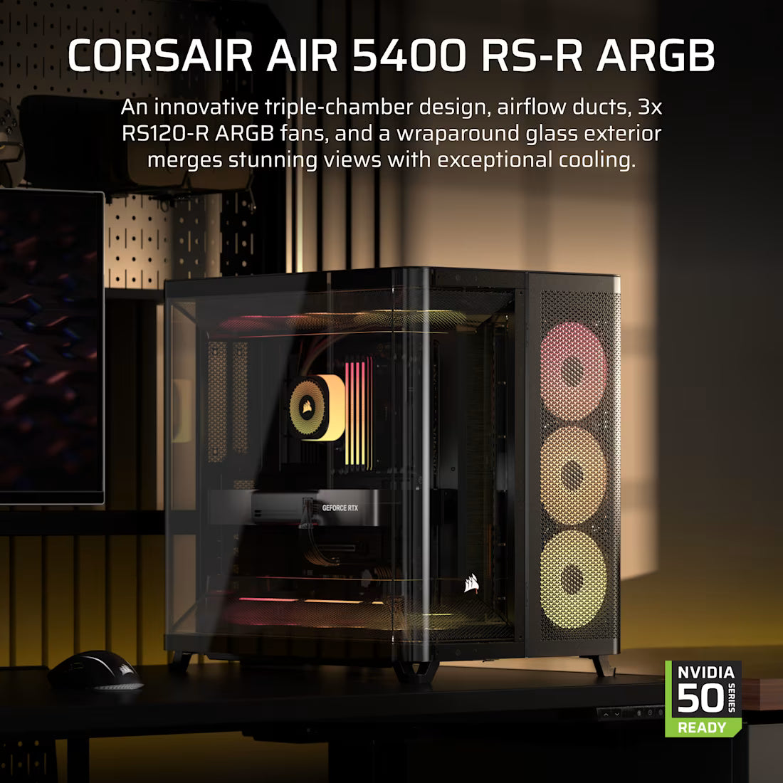 AIR 5400 RS-R ARGB Triple Chamber Mid-Tower PC Case ; 3x Fans Included; 2x 2.5'' ; 1x 3.5'' Black - image 10