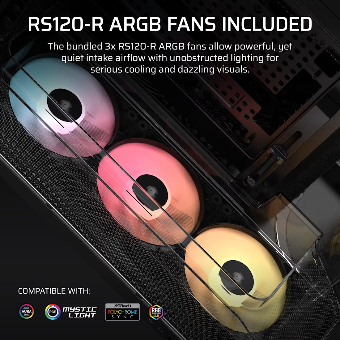 AIR 5400 RS-R ARGB Triple Chamber Mid-Tower PC Case ; 3x Fans Included; 2x 2.5'' ; 1x 3.5'' Black - image 14