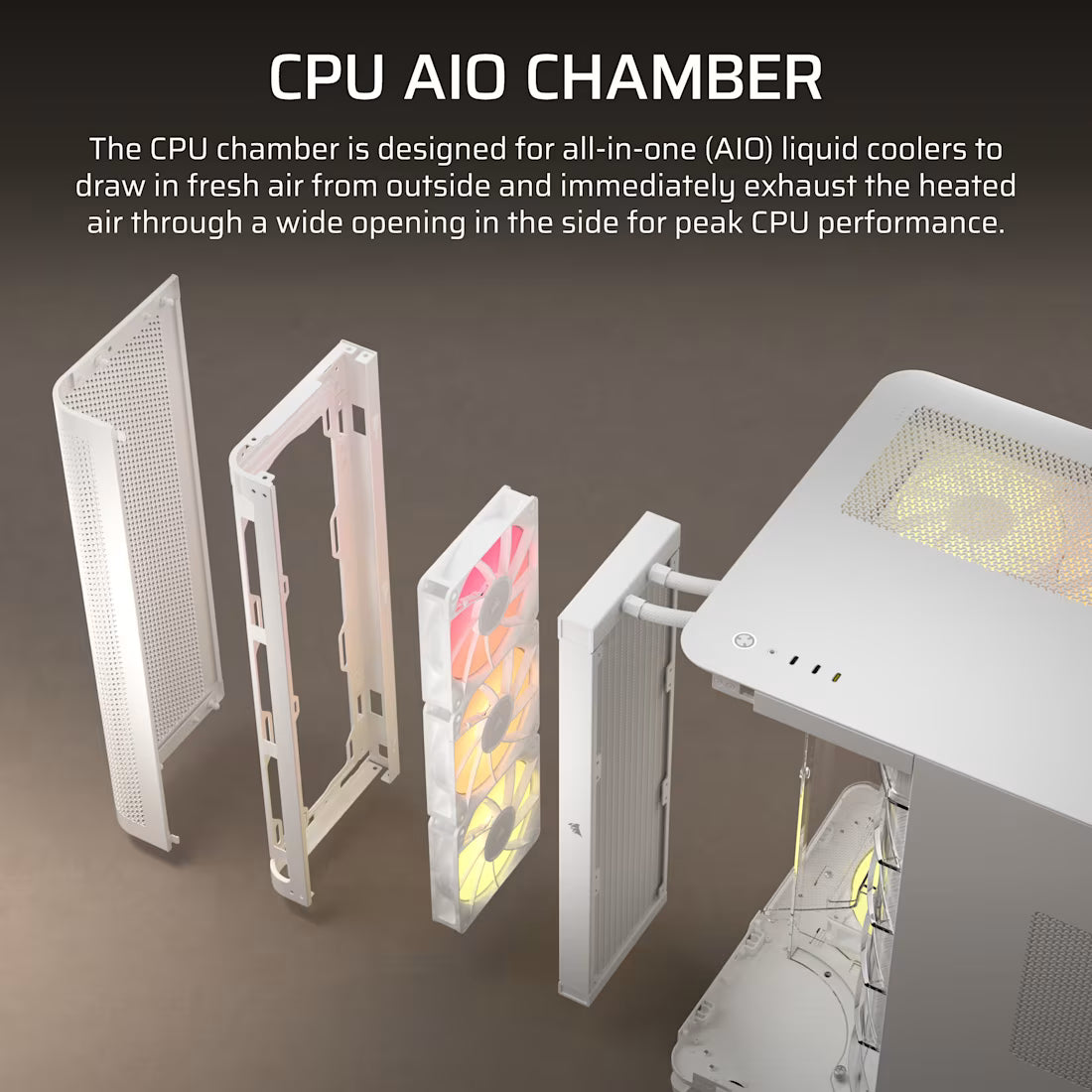 AIR 5400 RS-R ARGB Triple Chamber Mid-Tower PC Case ; 3x Fans Included; 2x 2.5'' ; 1x 3.5''  White - image 13