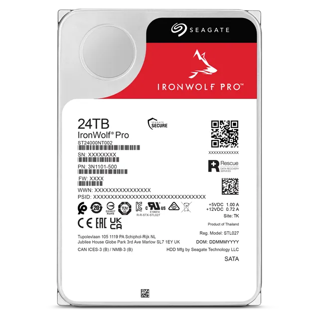 Seagate Ironwolf Pro ST24000NT002 24TB 3.5'' HDD NAS Drives 7200 RPM; SATA 6GB/s Interface; 256MB Cache;550TB/Year; Unlimited Ba - image 3