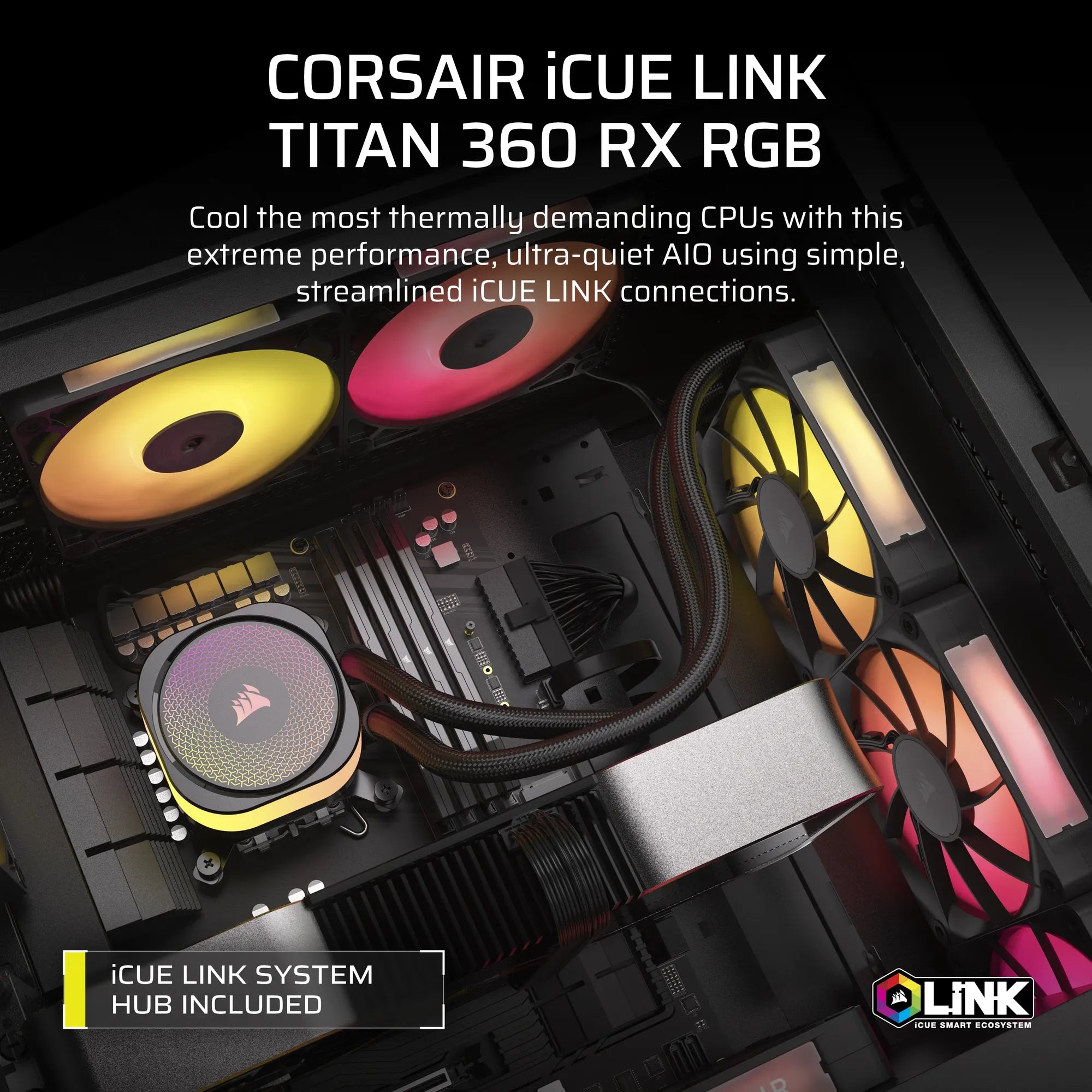 Corsair iCUE LINK TITAN 360 RX RGB Liquid CPU Cooler – RX120 RGB Fans – Fits Intel® LGA 1851/1700; AMD® AM5/AM4. - image 8