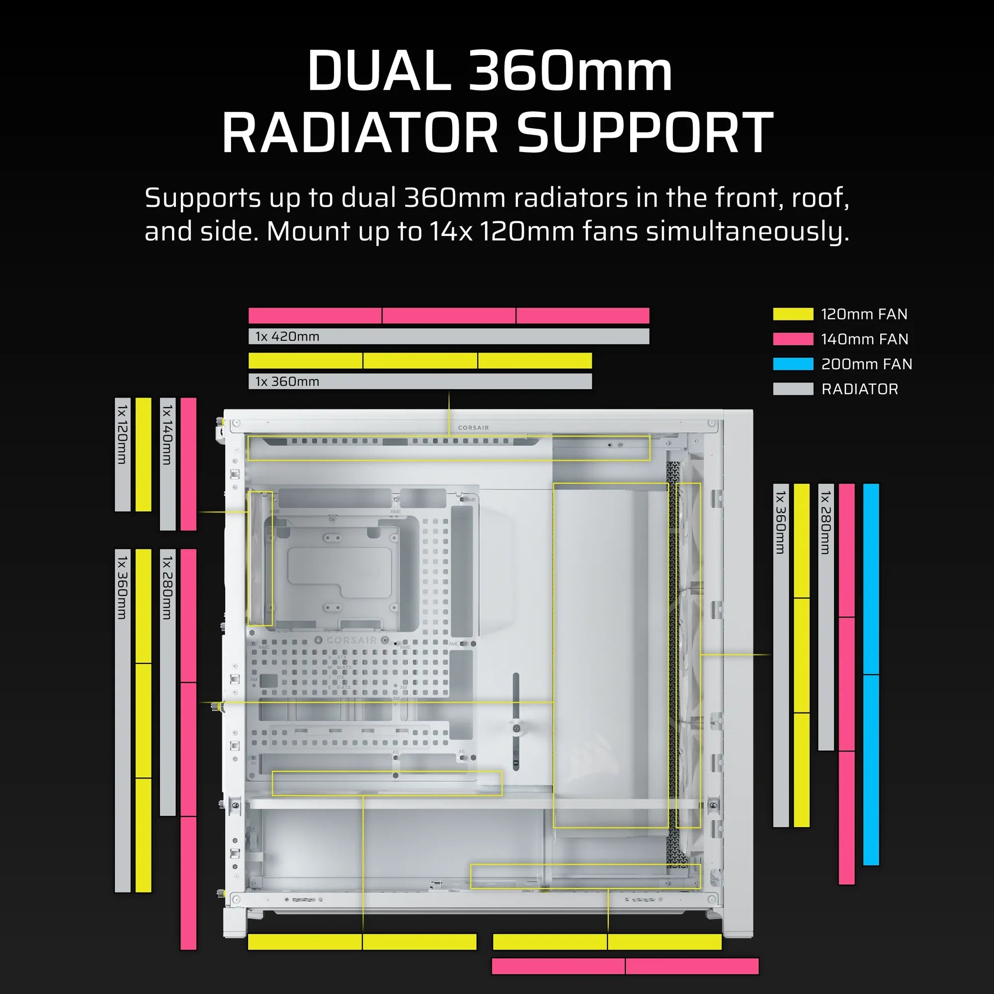 FRAME 5000D RS Mid-Tower PC Case; 4x RS 140 PWM Fans; 2x 2.5'' ; 1x 3.5''; - image 9