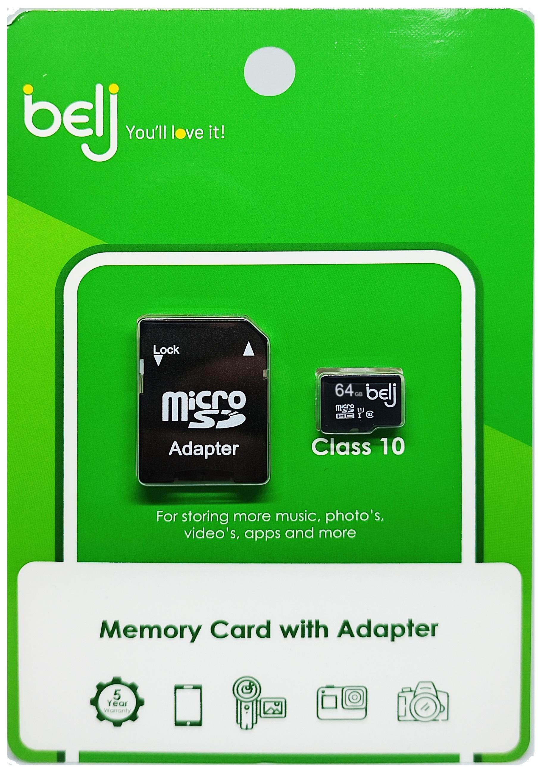BELJ 64GB SD CARD ,CLASS 10 WITH ADAPTOR