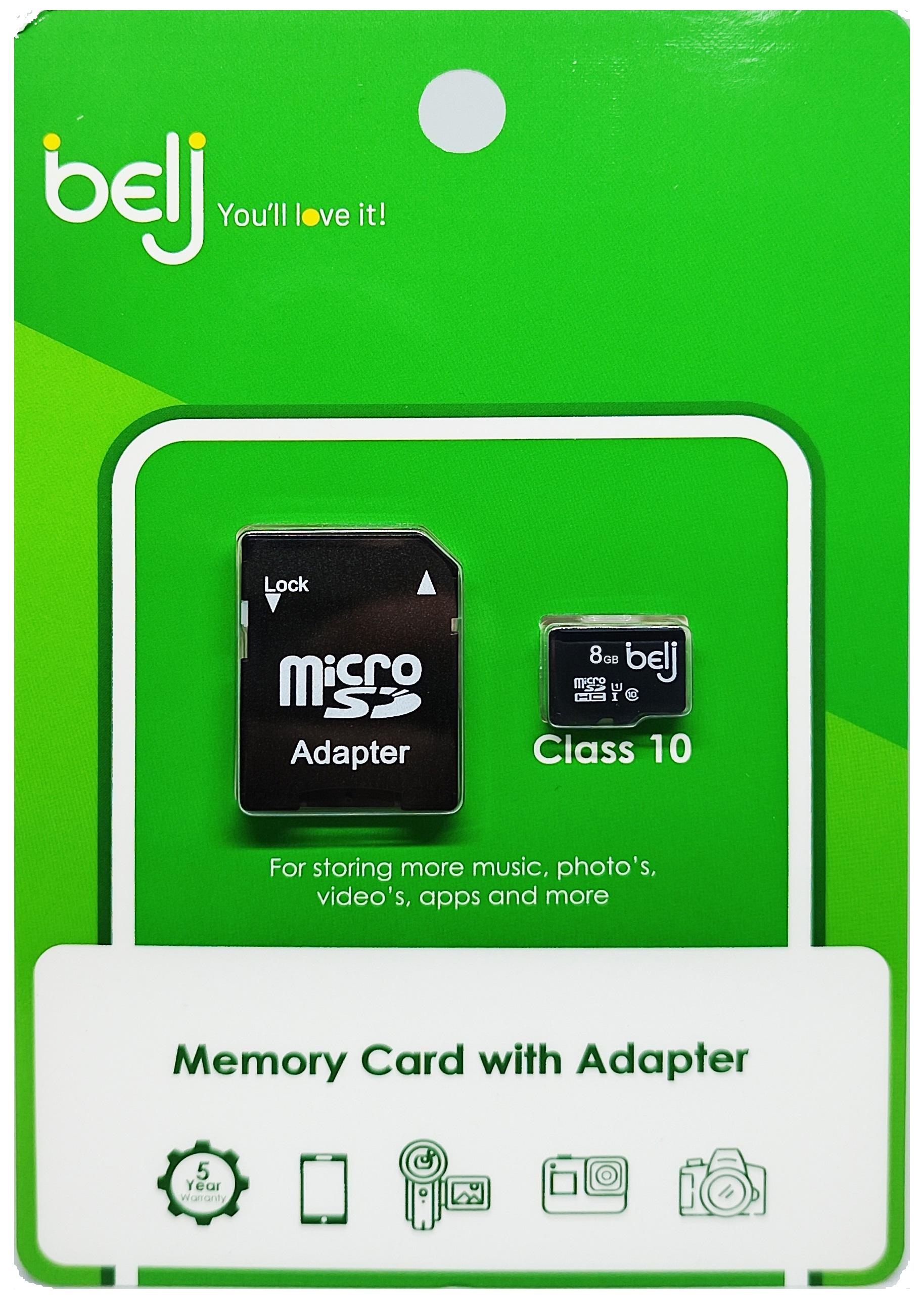 BELJ 8GB CLASS 10 SD CARD WITH ADAPTOR