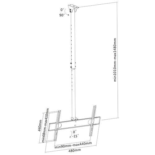 17-37" TV CEILING MOUNT - TELESCOPIC