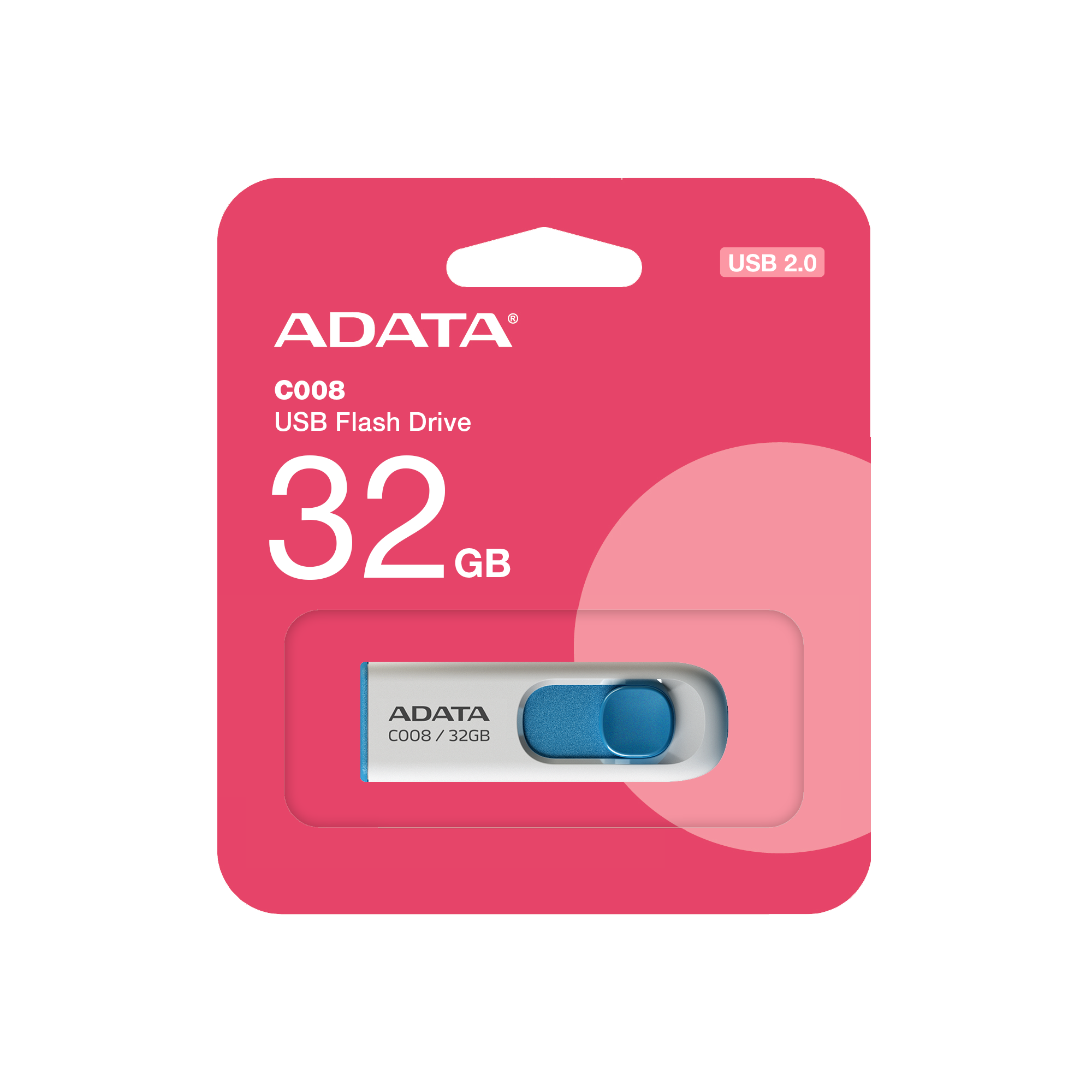 Capless Sliding 32GB USB Flash Drive - White