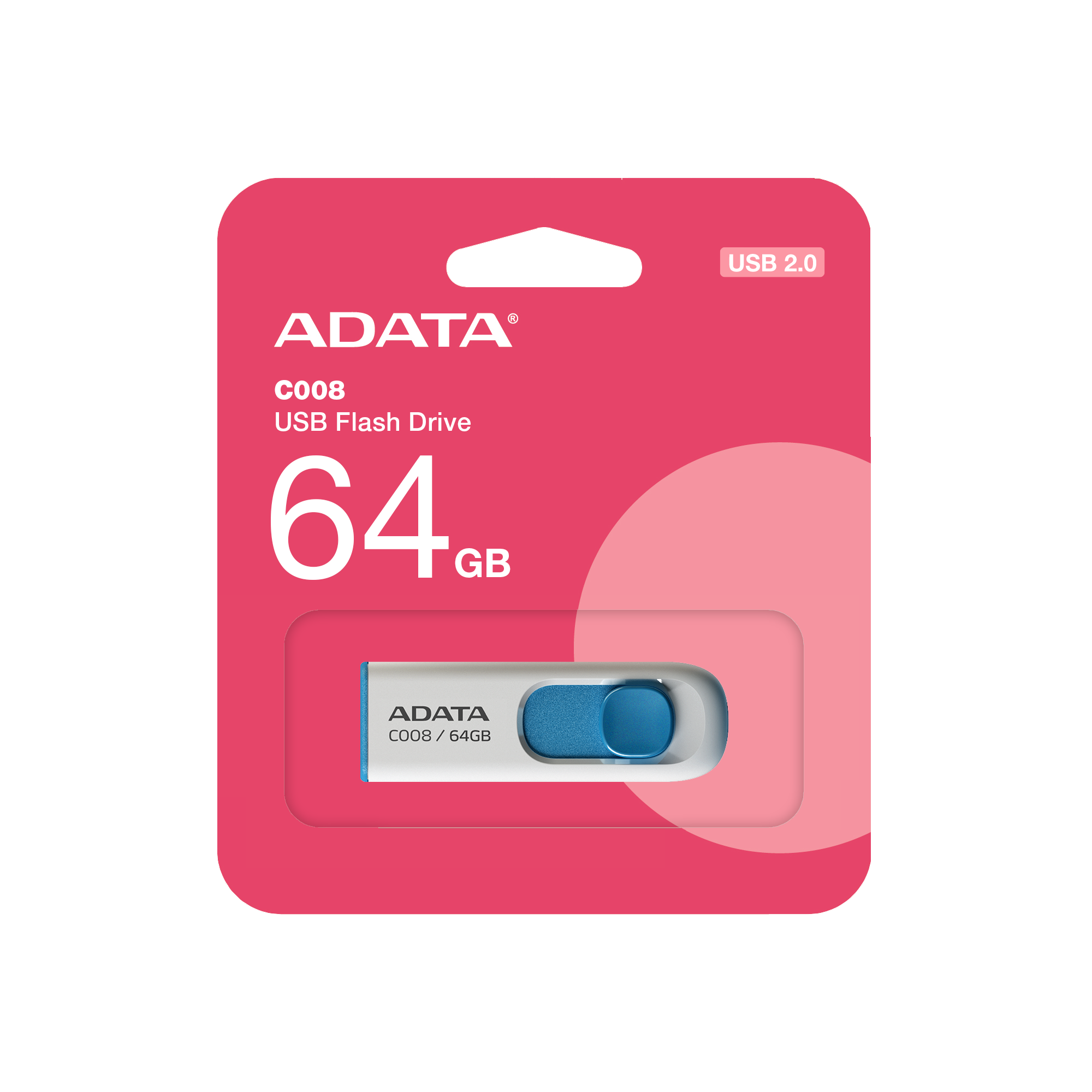 Capless Sliding 64GB USB Flash Drive - White