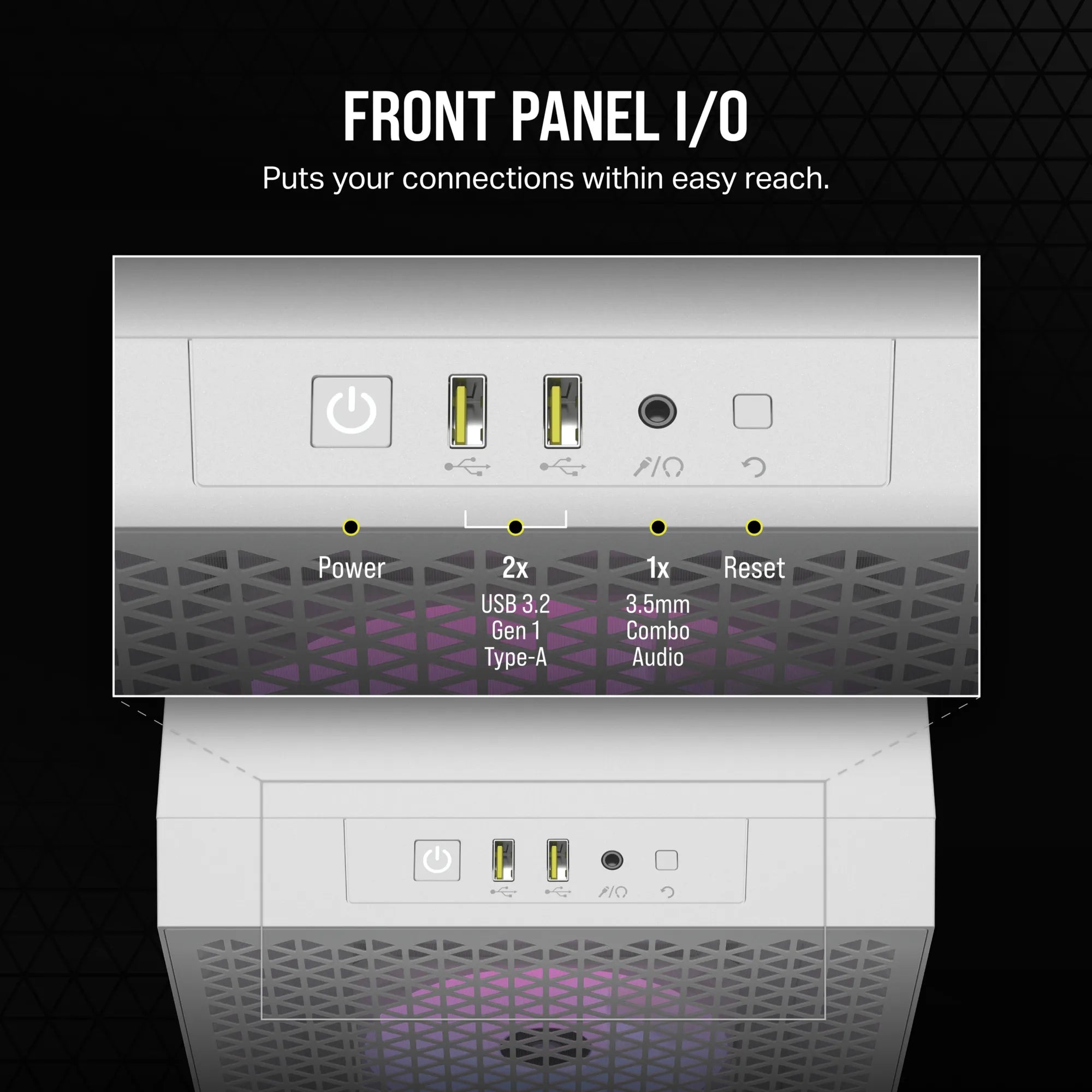 3000D RGB AIRFLOW White Mid-Tower PC Case; 2x 3.5'' |  2x 2.5'' Drive Bays; Up to 360mm Radiator compatible; 3x 120mm fan incl - image 20