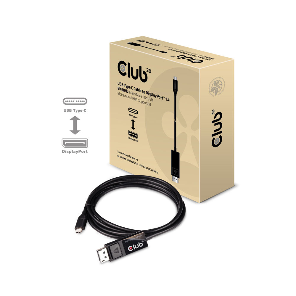 CLUB3D 1.8M USB TYPE-C TO DISPLAYPORT 1.4 8K CABLE (CAC-1577)