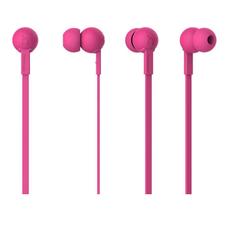 STEREO EARPHONE + MIC HOT PINK 1.2M
