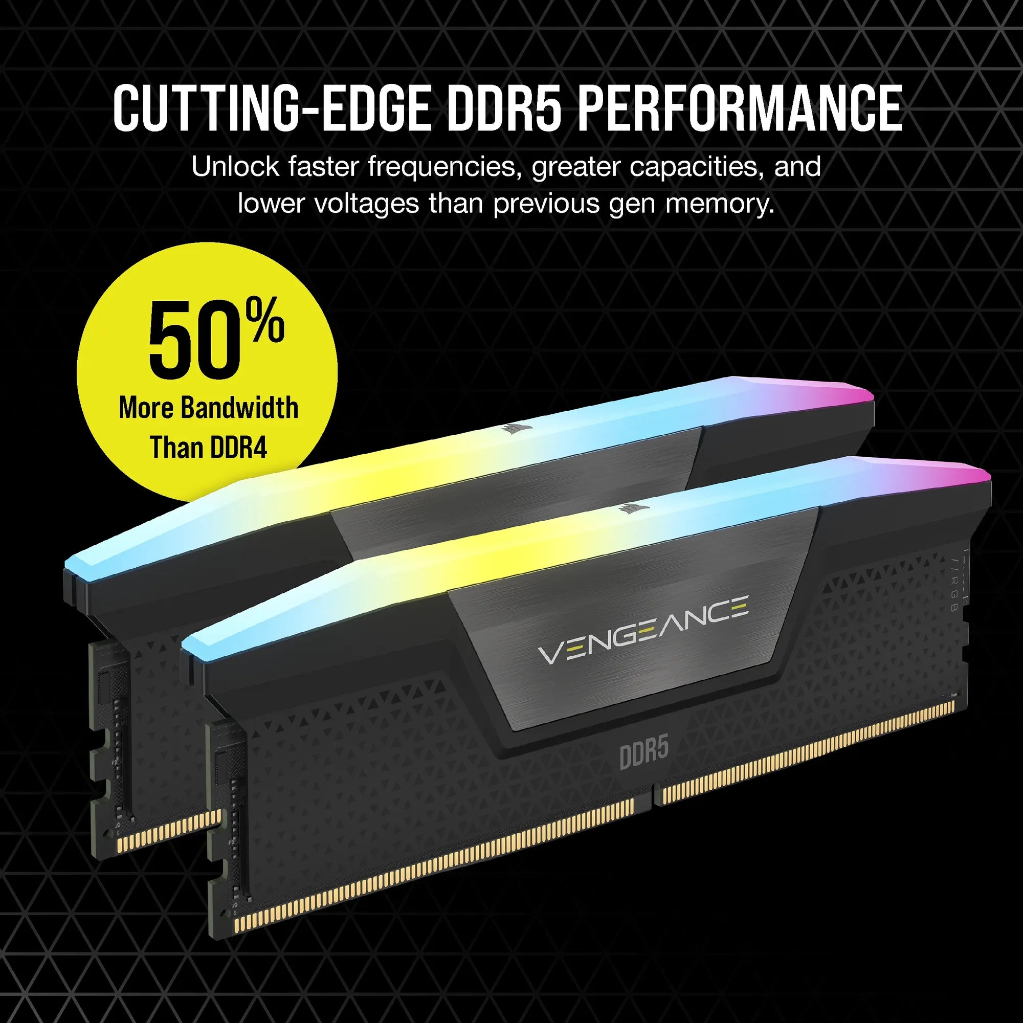CORSAIR VENGEANCE RGB DDR5 16GB (2 x 8GB) DDR5 5200 CL40-40-40-77 1.25V Intel XMP - BLACK - image 8