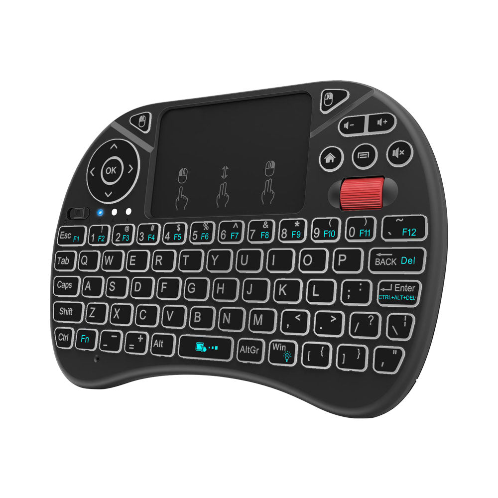 ZOWEETEK 92-KEY TOUCH-PAD AND SCROLL WHEEL 2.4GHZ WIRELESS MINI 7-COLOURS BACKLIT KEYBOARD