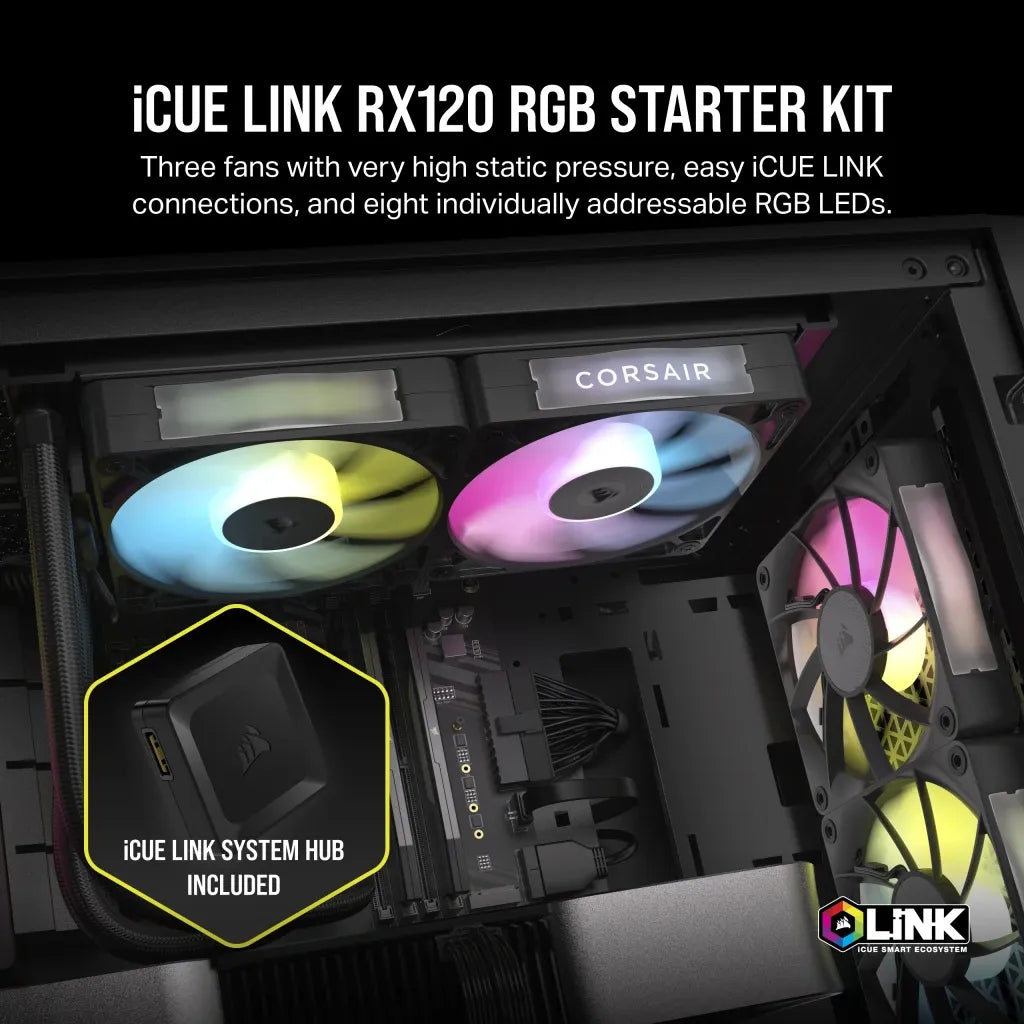 Corsair RX RGB Series; iCUE LINK RX120 RGB; 120mm Fan; Triple Pack - image 17