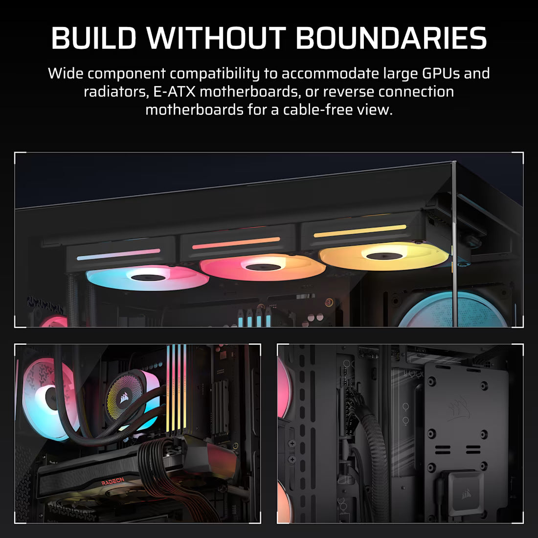3500X LX-R RGB iCUE LINK Tempered Glass Mid-Tower PC Case; 3x Fans included; 2x 2.5'' ; 2x 3.5''; Black - image 5