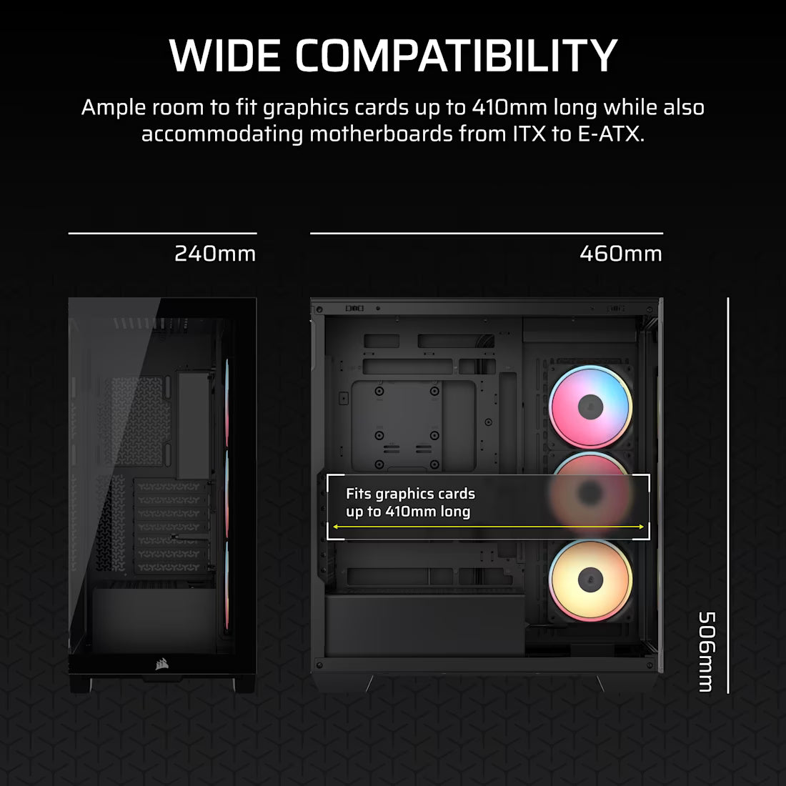 3500X LX-R RGB iCUE LINK Tempered Glass Mid-Tower PC Case; 3x Fans included; 2x 2.5'' ; 2x 3.5''; Black - image 8