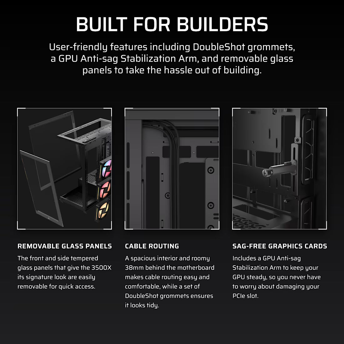 3500X LX-R RGB iCUE LINK Tempered Glass Mid-Tower PC Case; 3x Fans included; 2x 2.5'' ; 2x 3.5''; Black - image 9