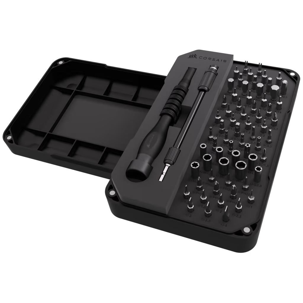 Corsair PC DIY Precision Toolkit - PC; Electronics Repair Kit - 65 Screw Bits - Extension rod - Magnetized Tray - image 2