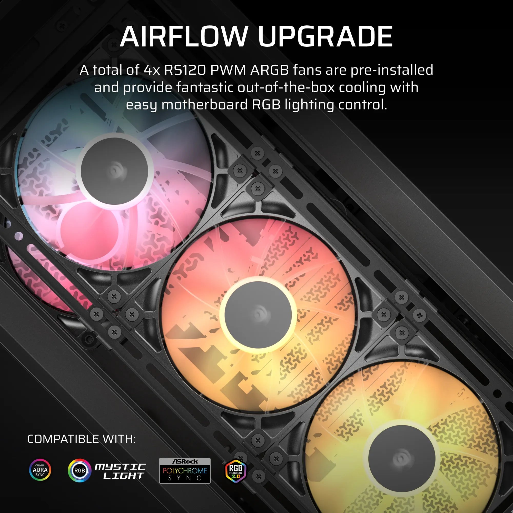 FRAME 4000D LCD RS ARGB Premium Mid-Tower PC Case; Includes 4x RS120 PWM ARGB Fans; XENEON EDGE; Black. - image 9