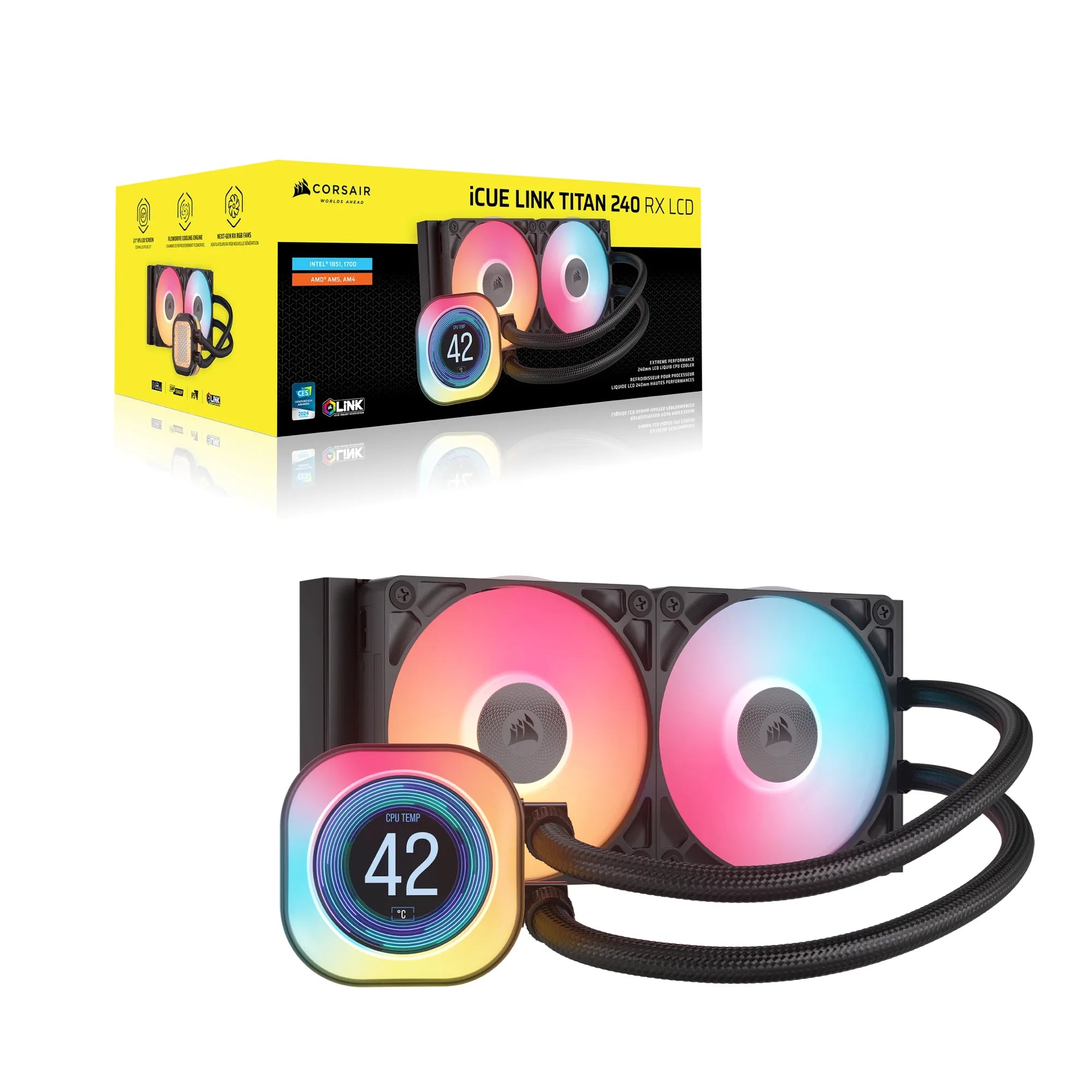 Corsair iCUE LINK TITAN 240 RX LCD Liquid CPU Cooler – RX120 RGB Fans – Fits Intel® LGA 1851/1700; AMD® AM5/AM4. - image 16