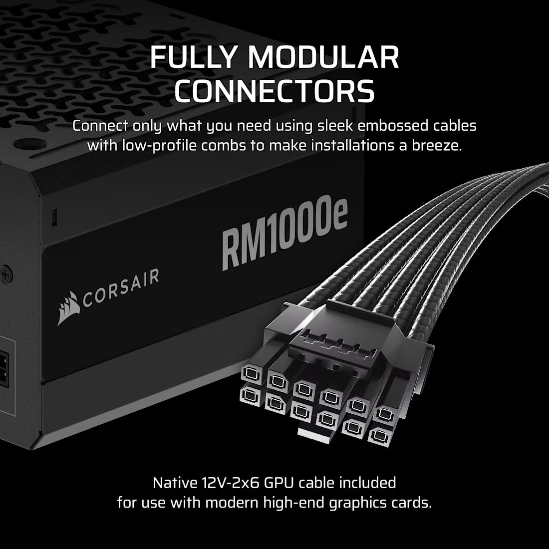 Corsair RM Series RM1000e _ 1000 Watt 80 PLUS Gold Fully Modular ATX PSU; ATX 3.1 and PCIE 5.1 ; 7yr Warranty - image 3