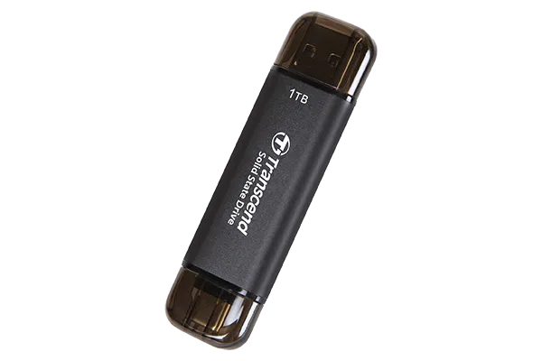 TRANSCEND 1 TB ESD310C USB3.2 TYPE A & C (USB 10Gbps) OTG COMPACT PORTABLE SSD  - Read 1050MB/s Write 950 MB/s - Black - image 4