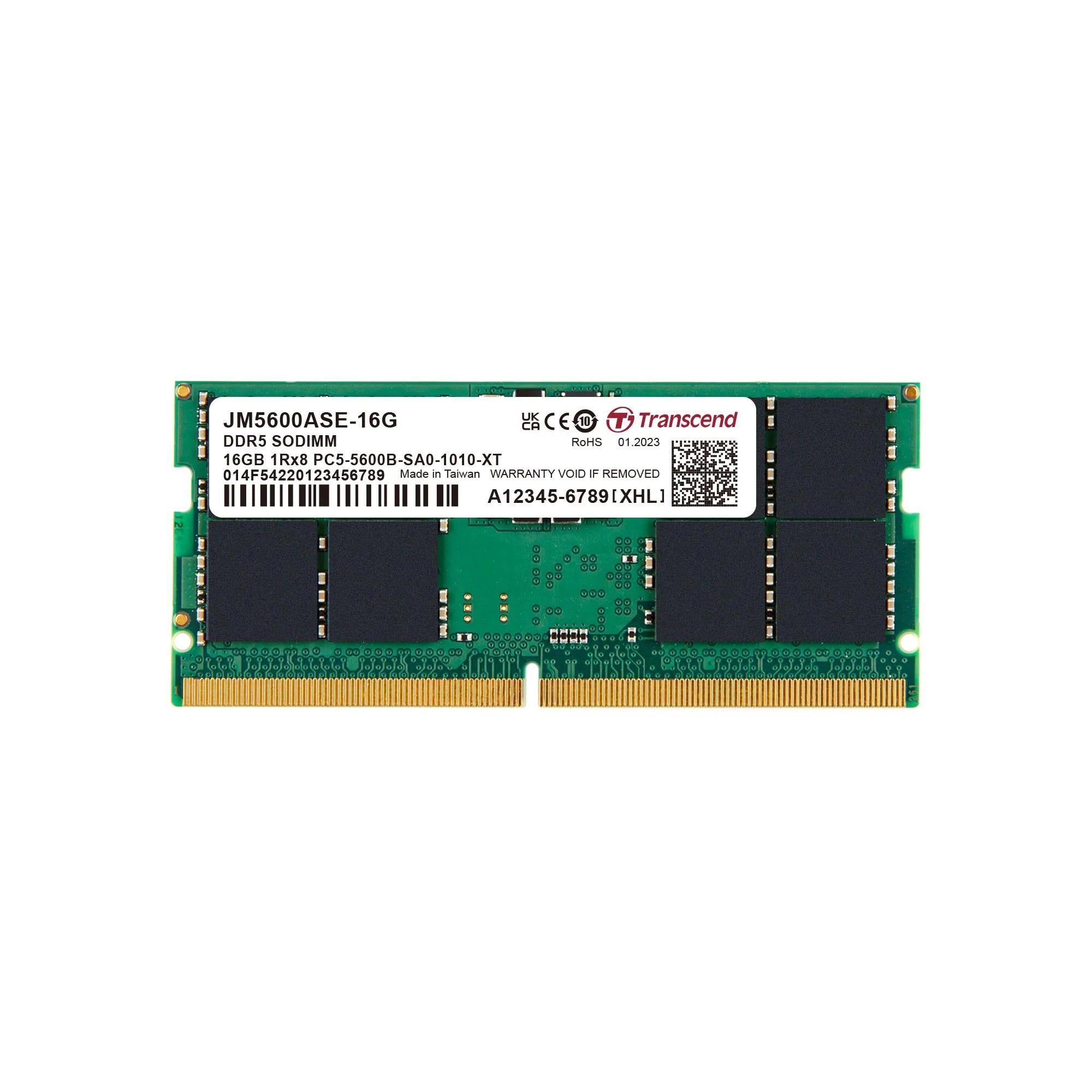 TRANSCEND JET MEMORY 16GB DDR5-5600 NOTEBOOK SO-DIMM 1RX8 CL46