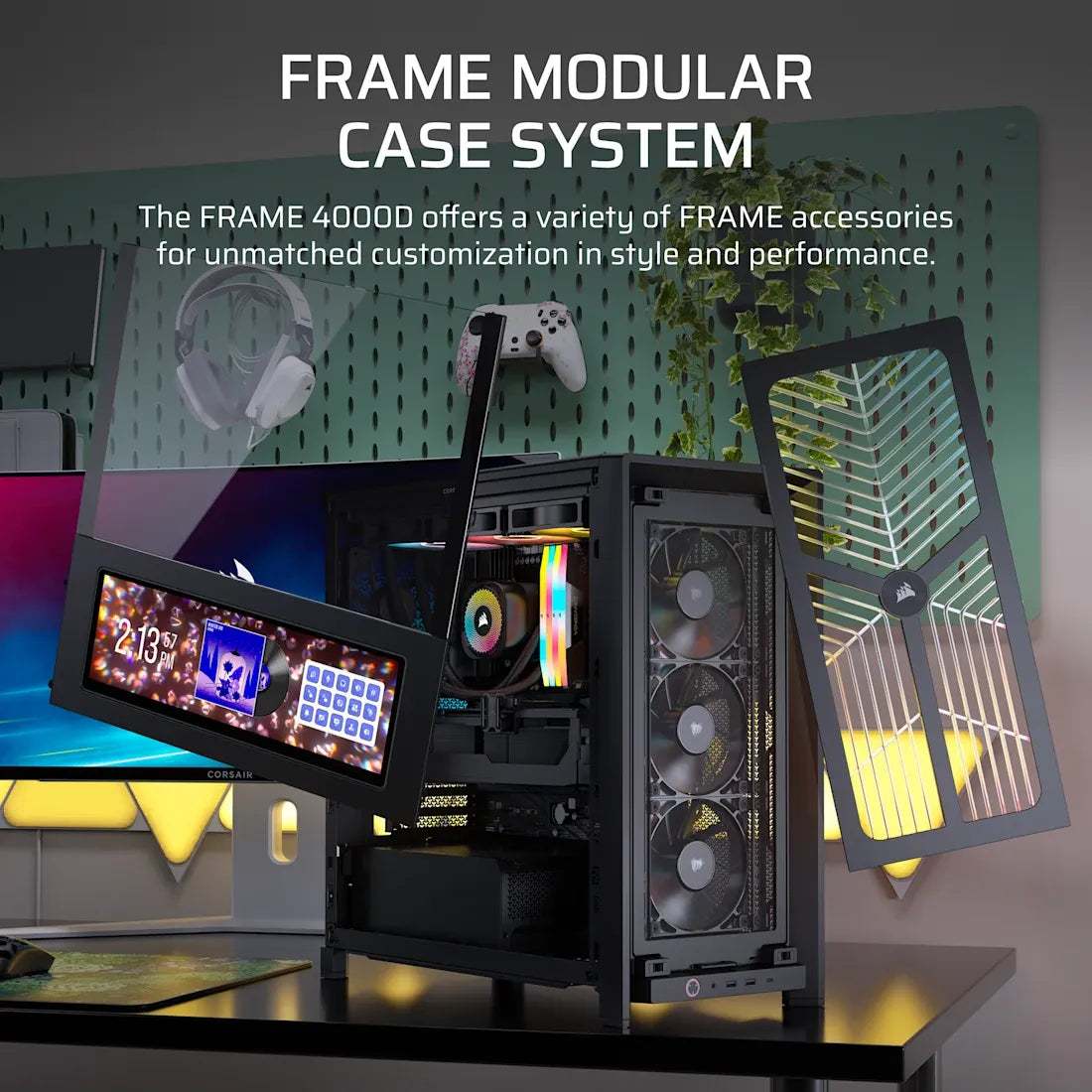 FRAME 4000D RS WOOD Modular High Airflow Mid-Tower PC Case; 4x  RS Fans; Black & Walnut. - image 9