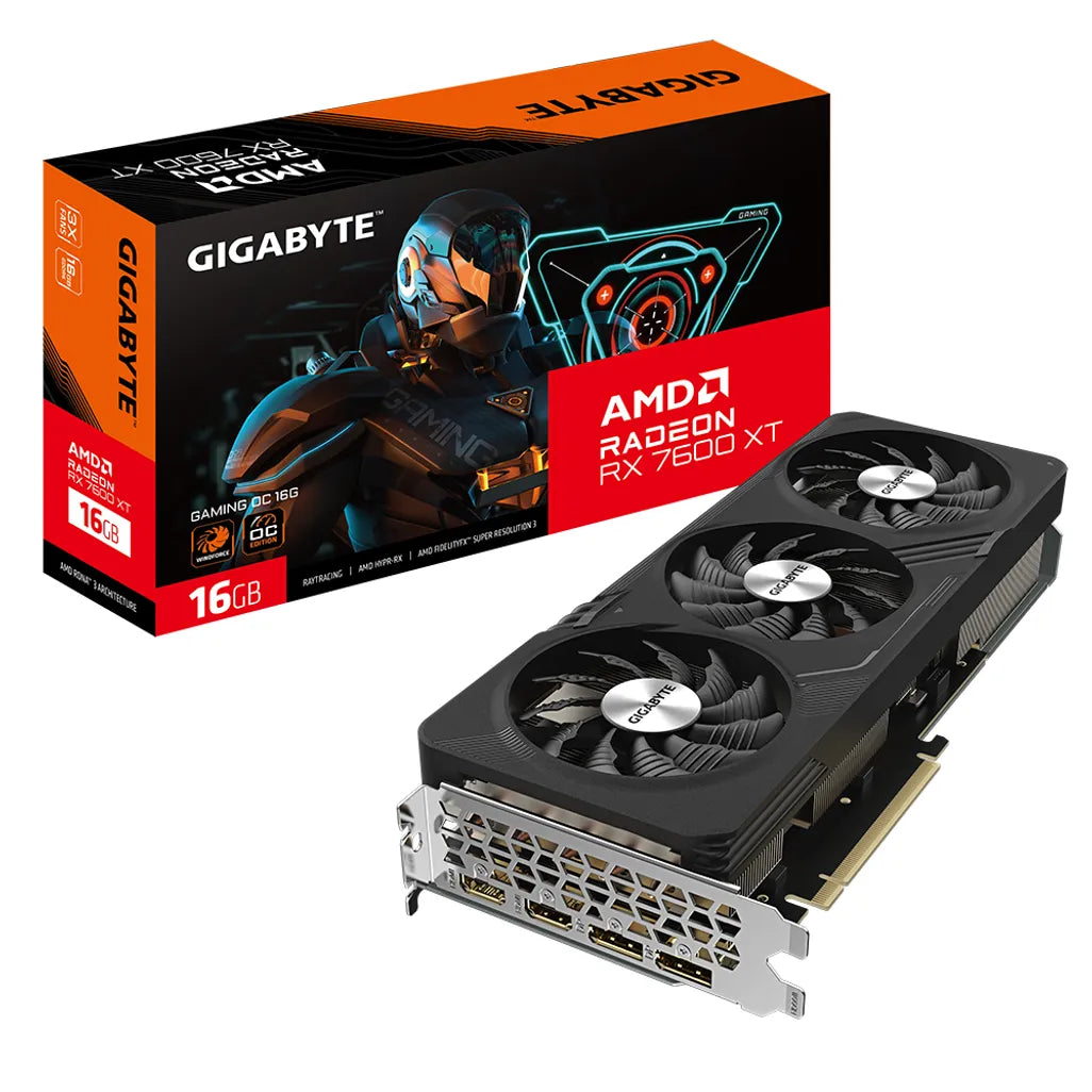 Gigabyte GAMING Radeon RX 7600 XT OC, Radeon RX 7600 XT, 16 GB, GDDR6, 128 bit, 7680 x 4320 pixels, PCI Express 4.0
