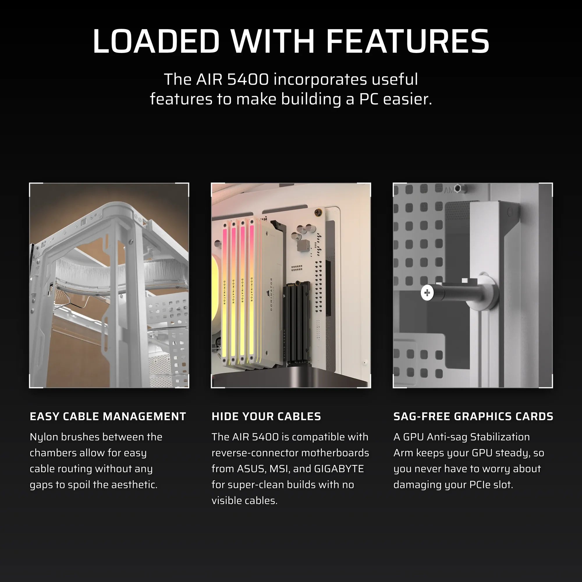 AIR 5400 LX-R RGB iCUE LINK Triple Chamber Mid-Tower PC Case ;3x Fans included;2x 2.5'' ; 1x 3.5''; White - image 18
