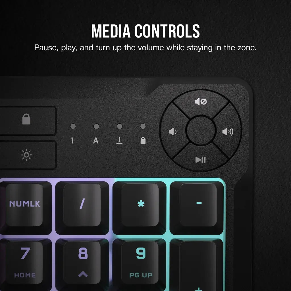 Corsair K55 Core Gaming Keyboard; Backlit Zoned RGB LED; Rubberdome - image 13