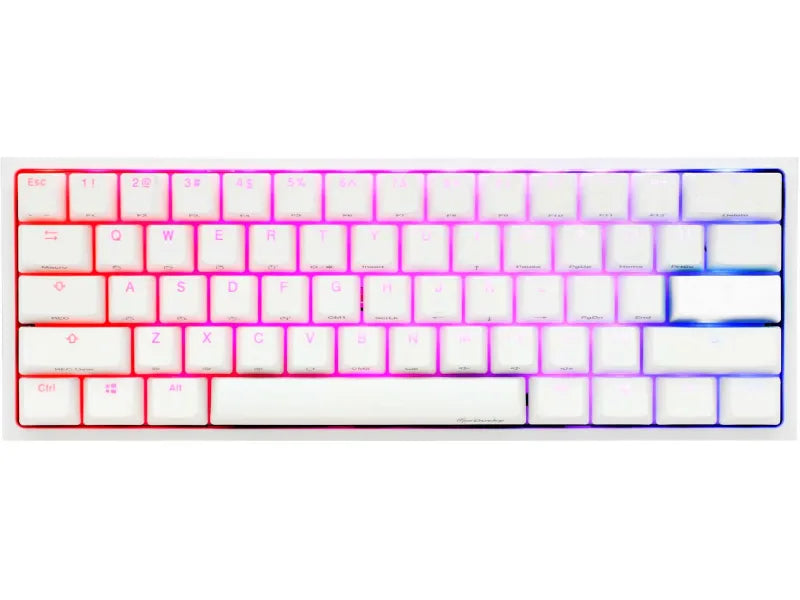 Ducky Keyboard One 2 Pro 60% Mechanical Keyboard; RGB; PBT Double Shot Keycaps - White- Cherry Silver.