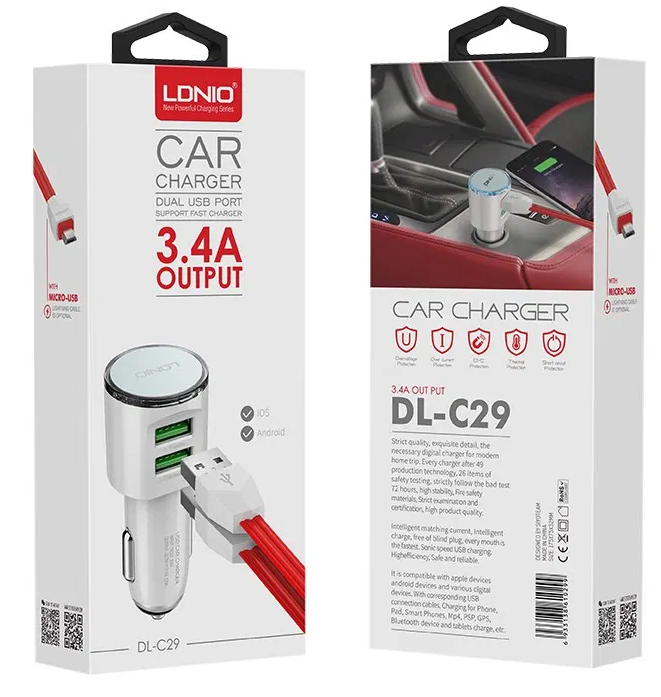 DL-C29 LDNIO 5V/3.4A USB 2-PORT CAR