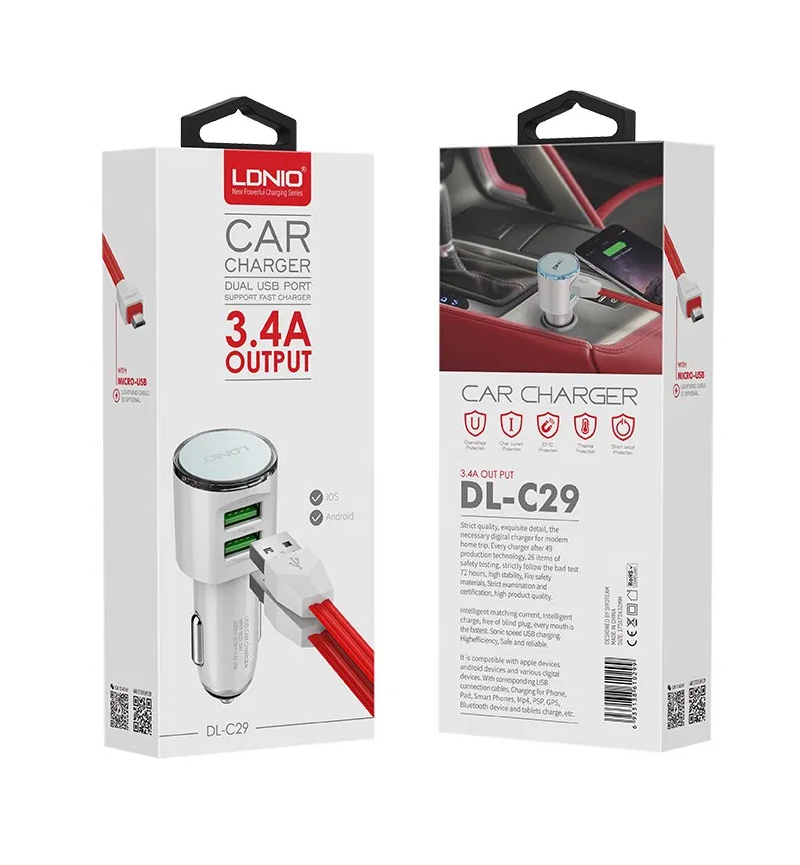 DL-C29 LDNIO 5V/3.4A USB 2-PORT CAR - image 2
