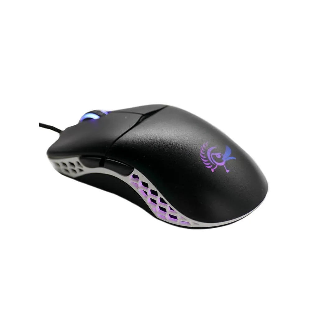 Ducky Mouse Feather Black and White - Omron D2FC-F-K 60M switches; PixArt sensor; 16000 DPI.