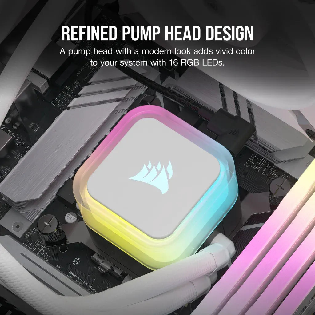Corsair iCUE H100i ELITE RGB 240mm Liquid CPU Cooler - White AMD: AM5; AM4; sTRX4; sTR5 | Intel LGA: 1700/1851; 1200; 115X; 2066 - image 14