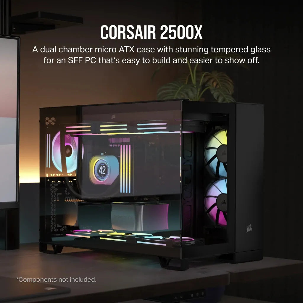 iCUE 2500X Micro ATX Black Dual Chamber PC Case; 2x 2.5'' Drive Bays; 2x 3.5''; Up to 360mm Radiator compatible - image 26